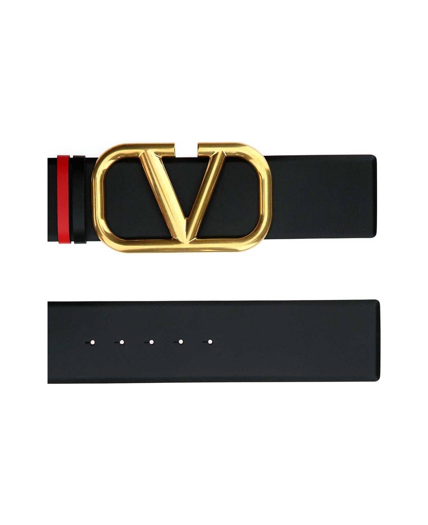Valentino Garavani Vlogo Signature Reversible Belt - NERO-ROUGE PUR ベルト