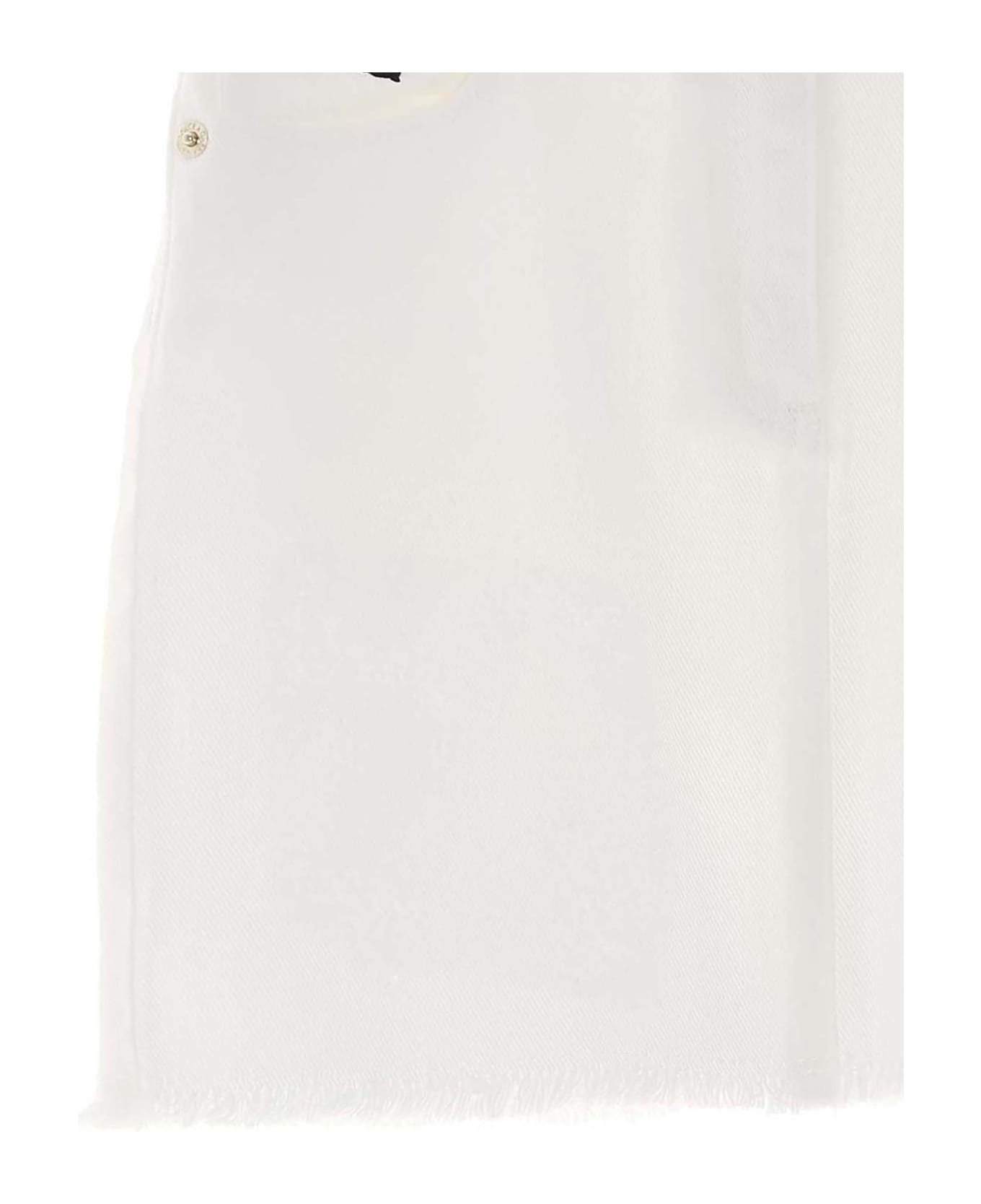 Dolce & Gabbana Logo Denim Skirt - White