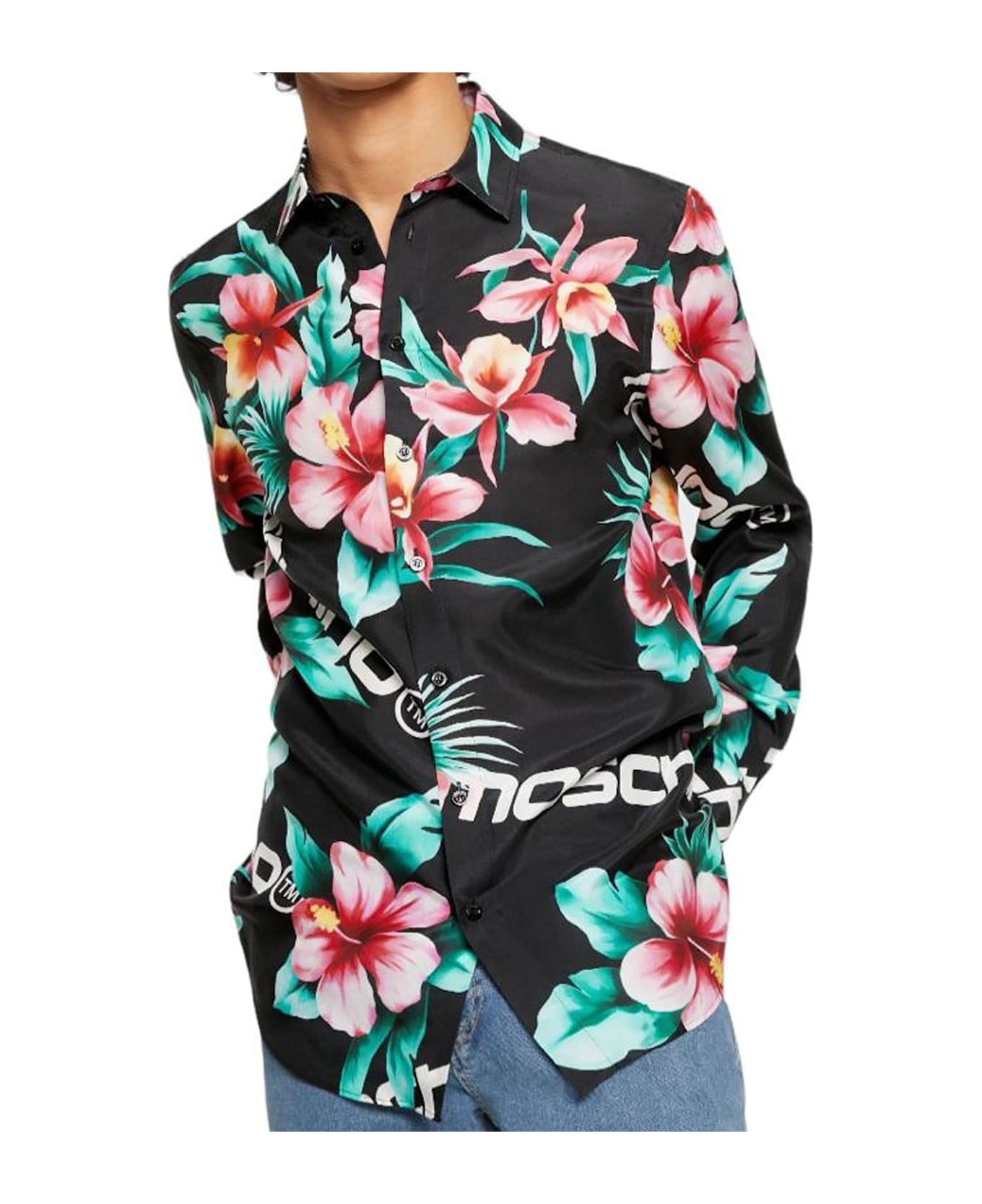 Moschino Couture Silk Printed Shirt - Black