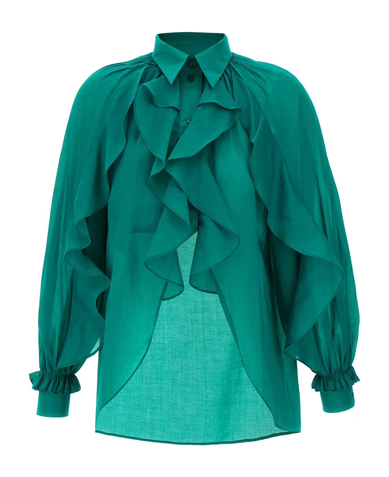Alberta Ferretti Ruffled Shirt And Ruffles - Green