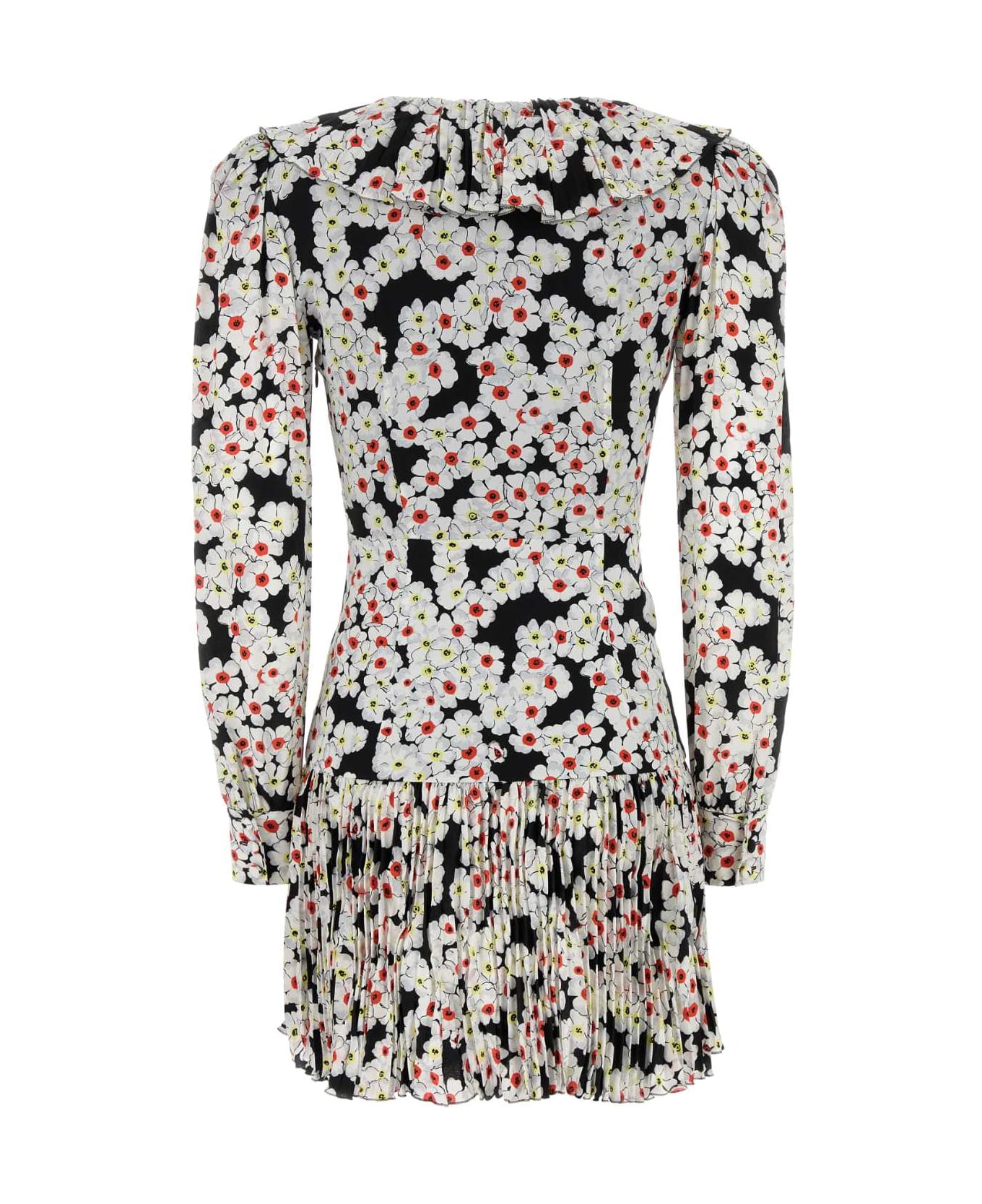 Alessandra Rich Printed Silk Mini Dress - BLACKMULTI
