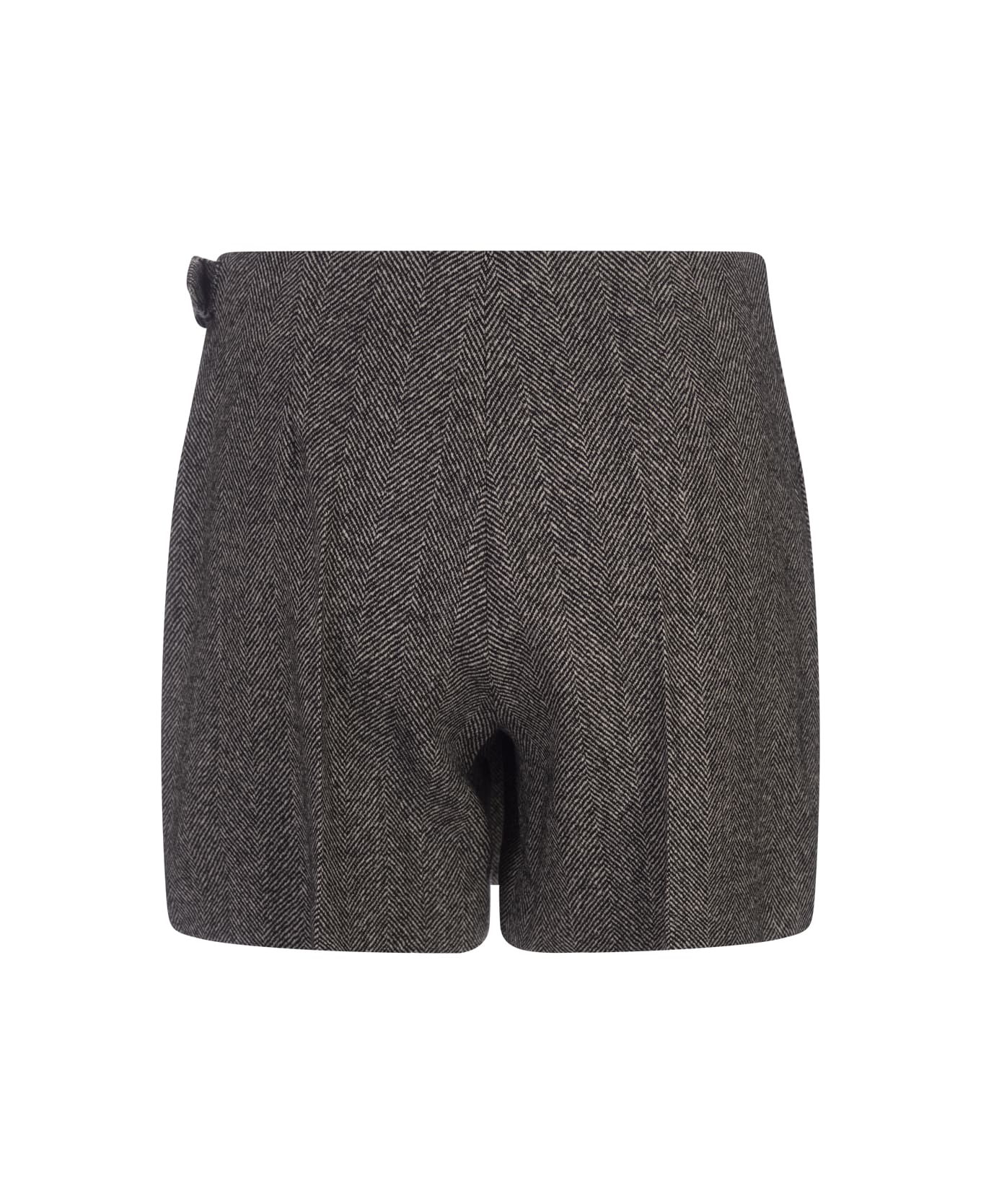 Ermanno Scervino Shorts-skirt With Herringbone Pattern - Black