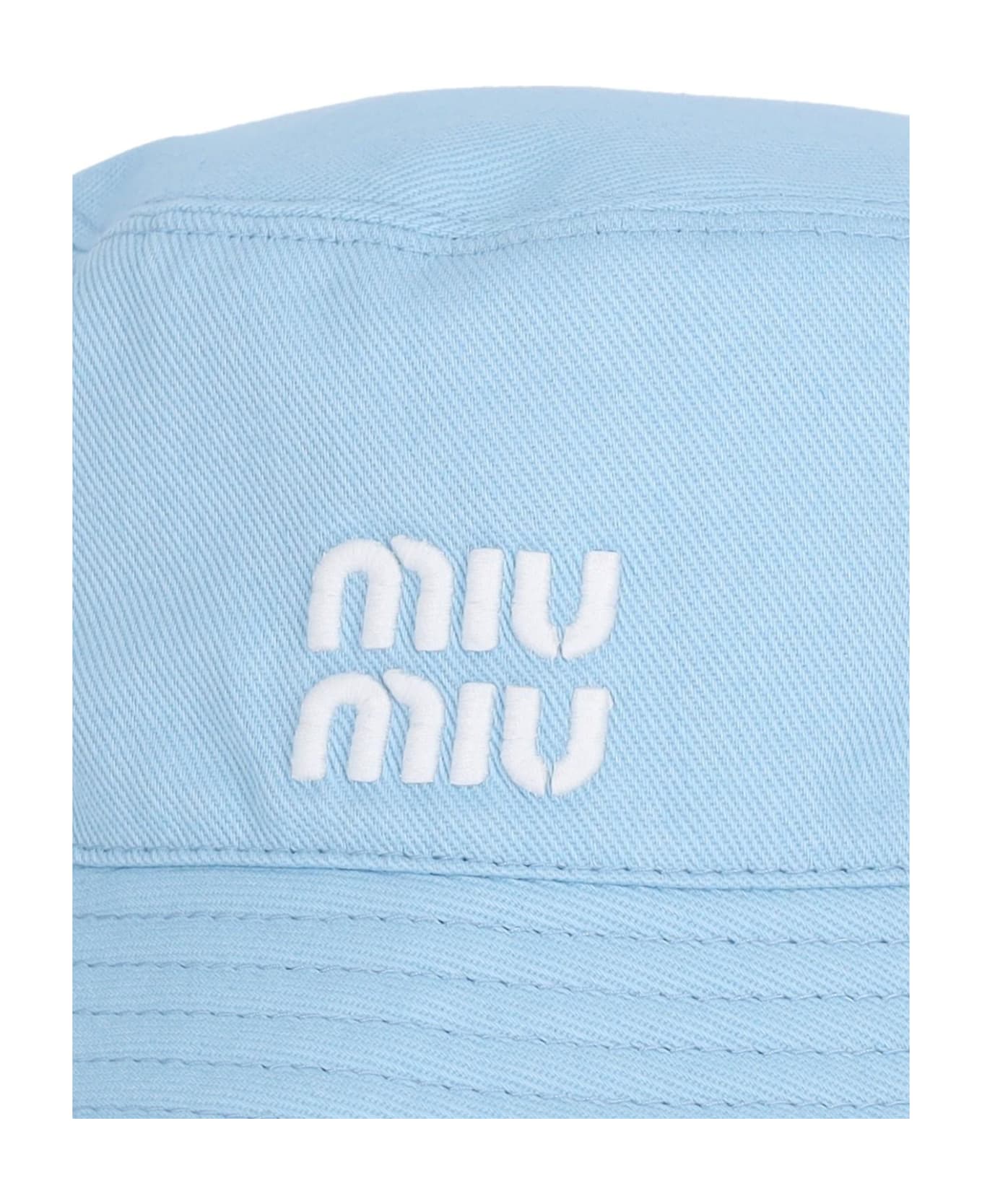 Miu Miu Logo Bucket Hat - Celeste