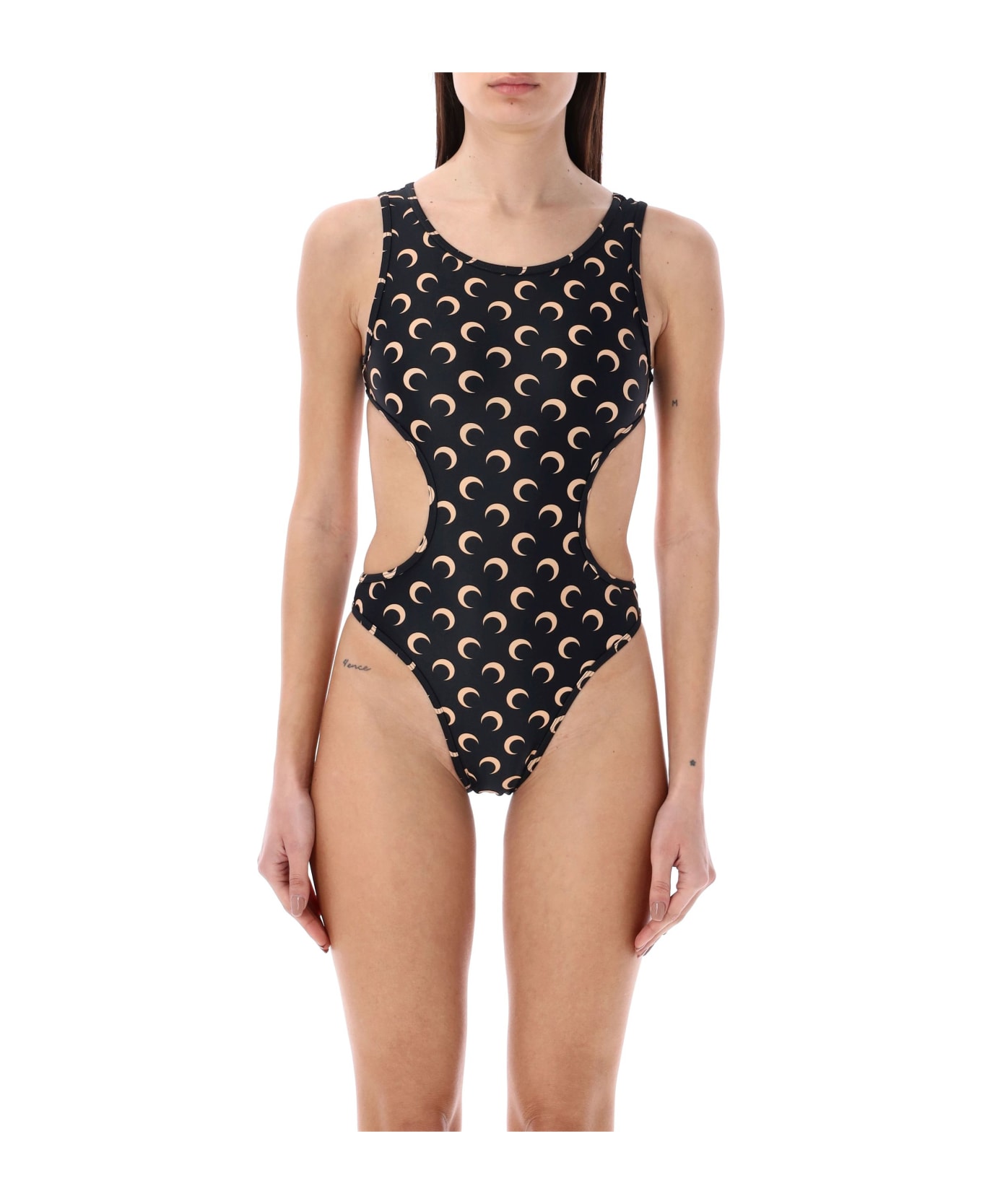 Marine Serre All-over Moon One-piece Swimsuit - Blue