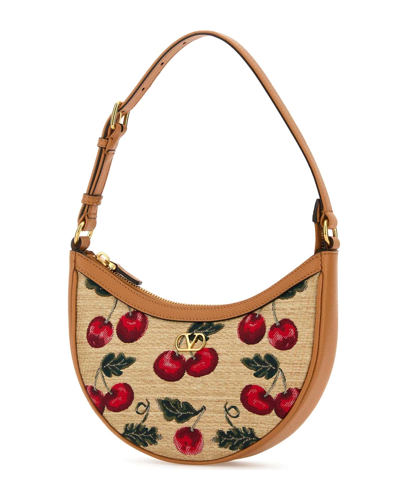 Valentino Garavani Embroidered Raffia Mini Vlogo Signature Shoulder Bag - NATURALEMULTICOLORNATURALCAMEL