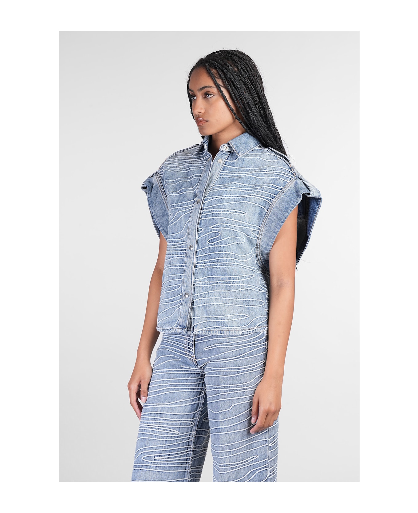 IRO Valentina Vest In Blue Cotton - blue