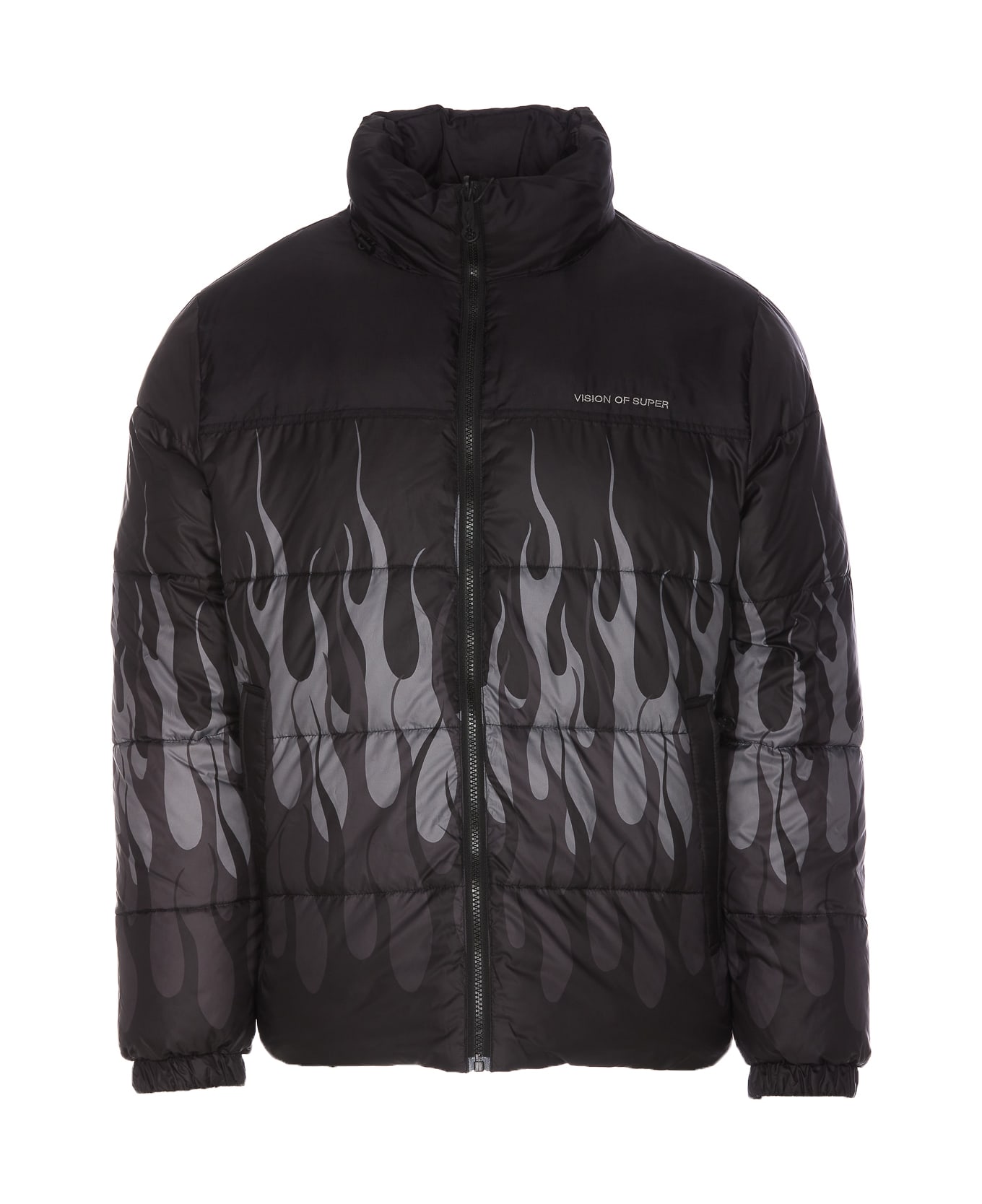 Vision of Super Puffy Down Jacket With Black Flames - Black