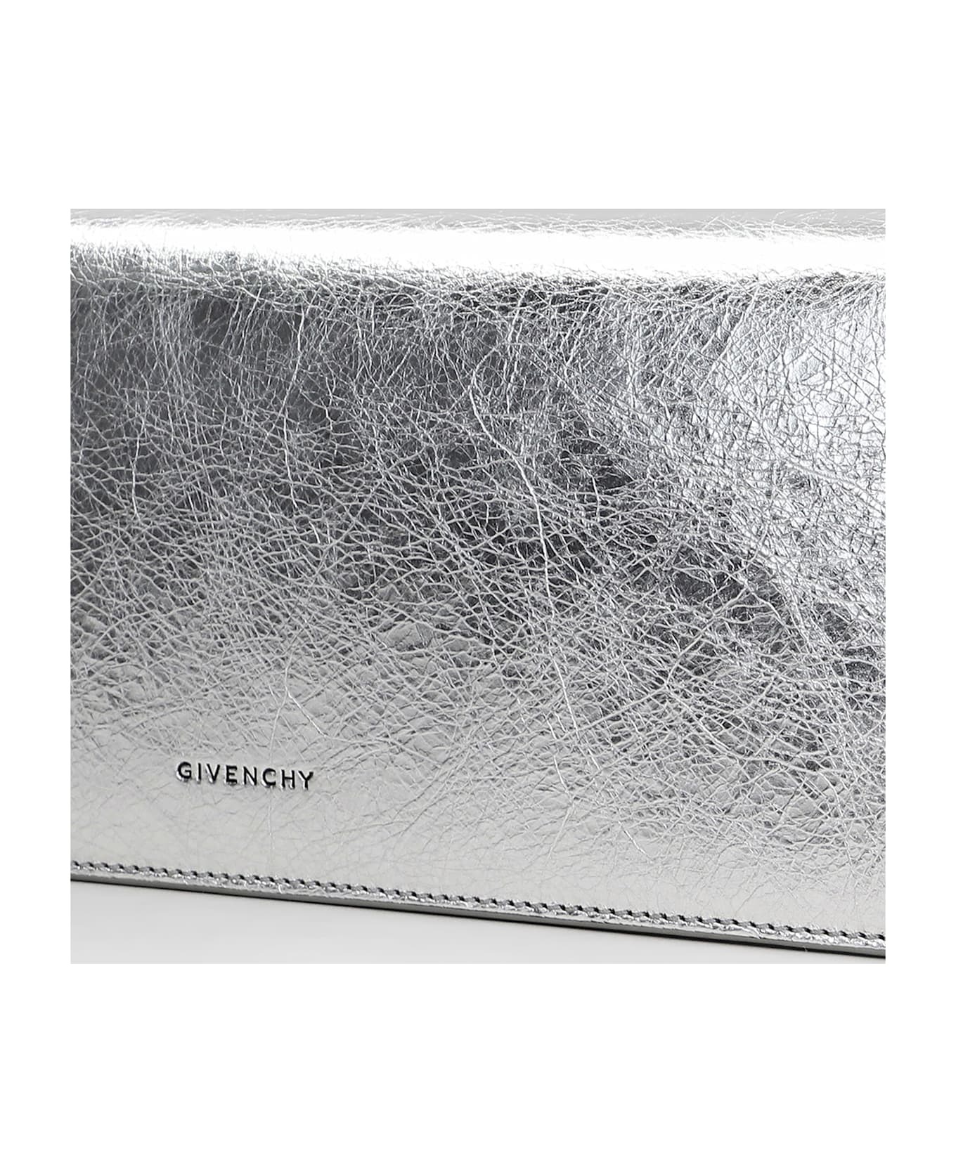 Givenchy 4g Liquid Clutch In Silver Leather - silver