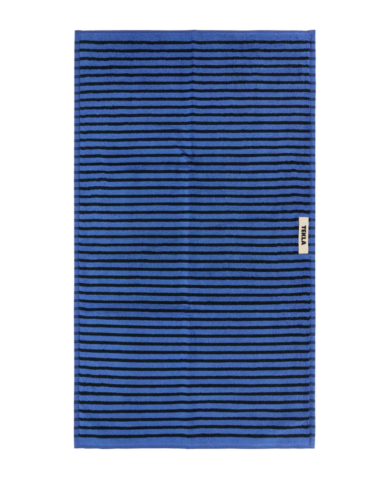 Tekla Embroidered Terry Towel - BLUE & BLACK