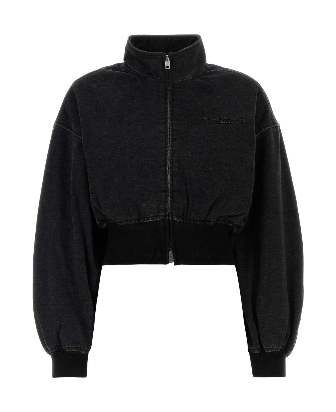 Alexander Wang Slate Denim Bomber Jacket - FADEDBLACK