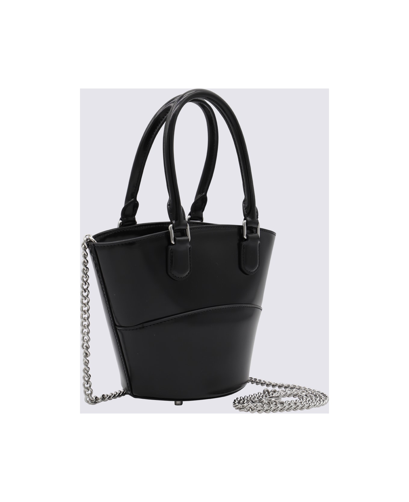 self-portrait Black Leather Top Handle Bag - Black