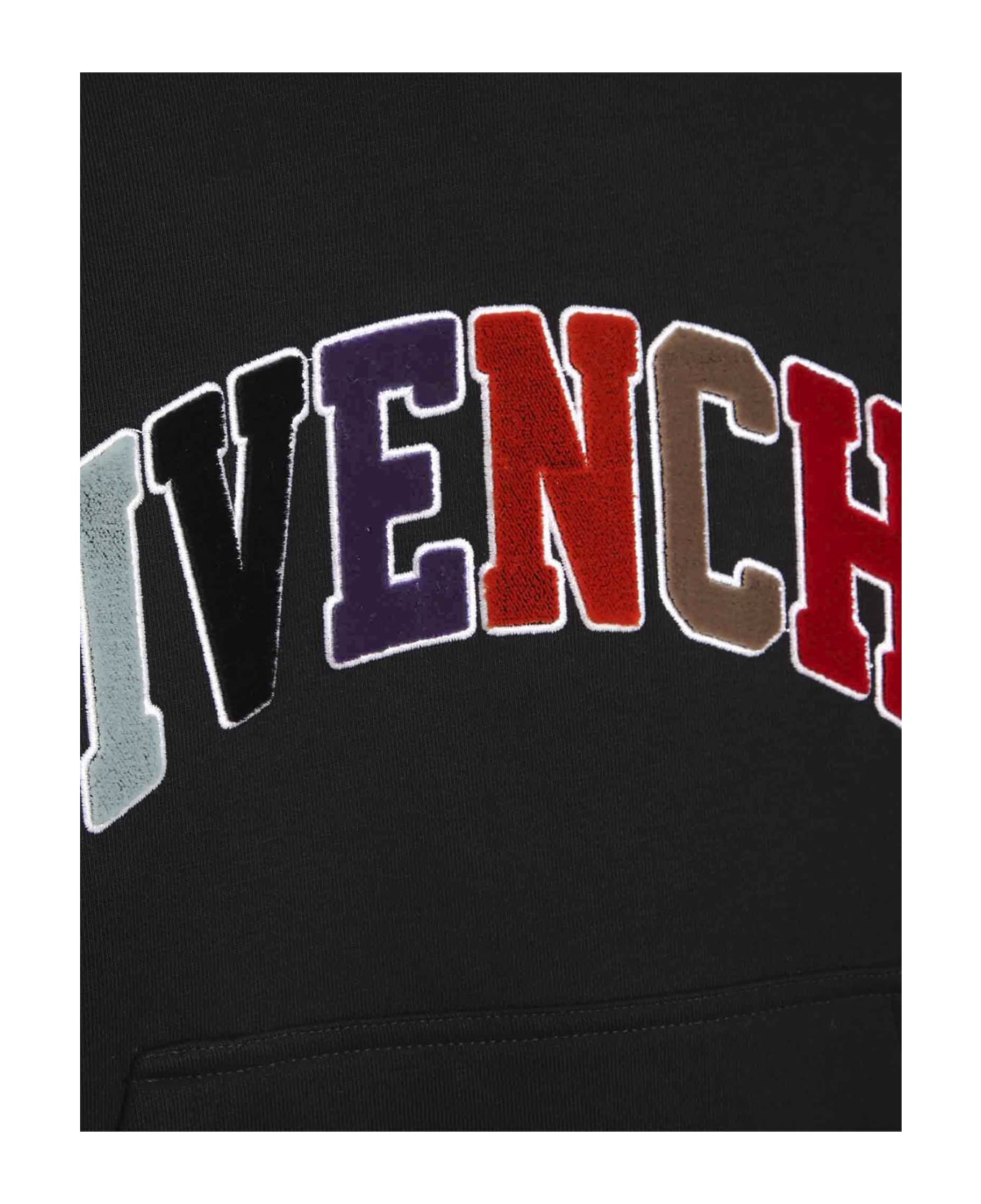 Givenchy Black Hoodie With Multicoloured Signature - Black