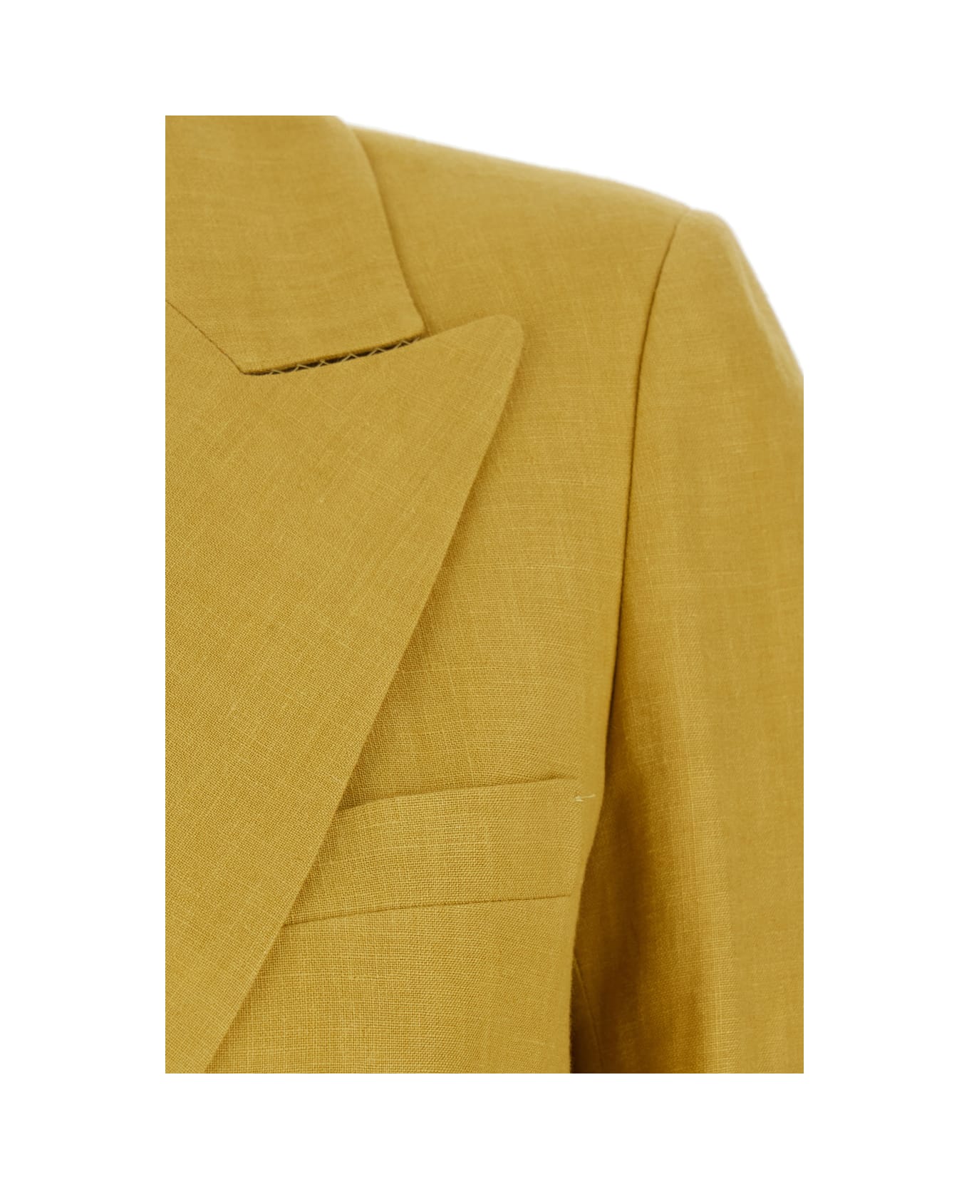 Blazé Milano 
midday Sun
 Yellow Double-breasted Jacket With Peak Revers In Linen Woman - Yellow