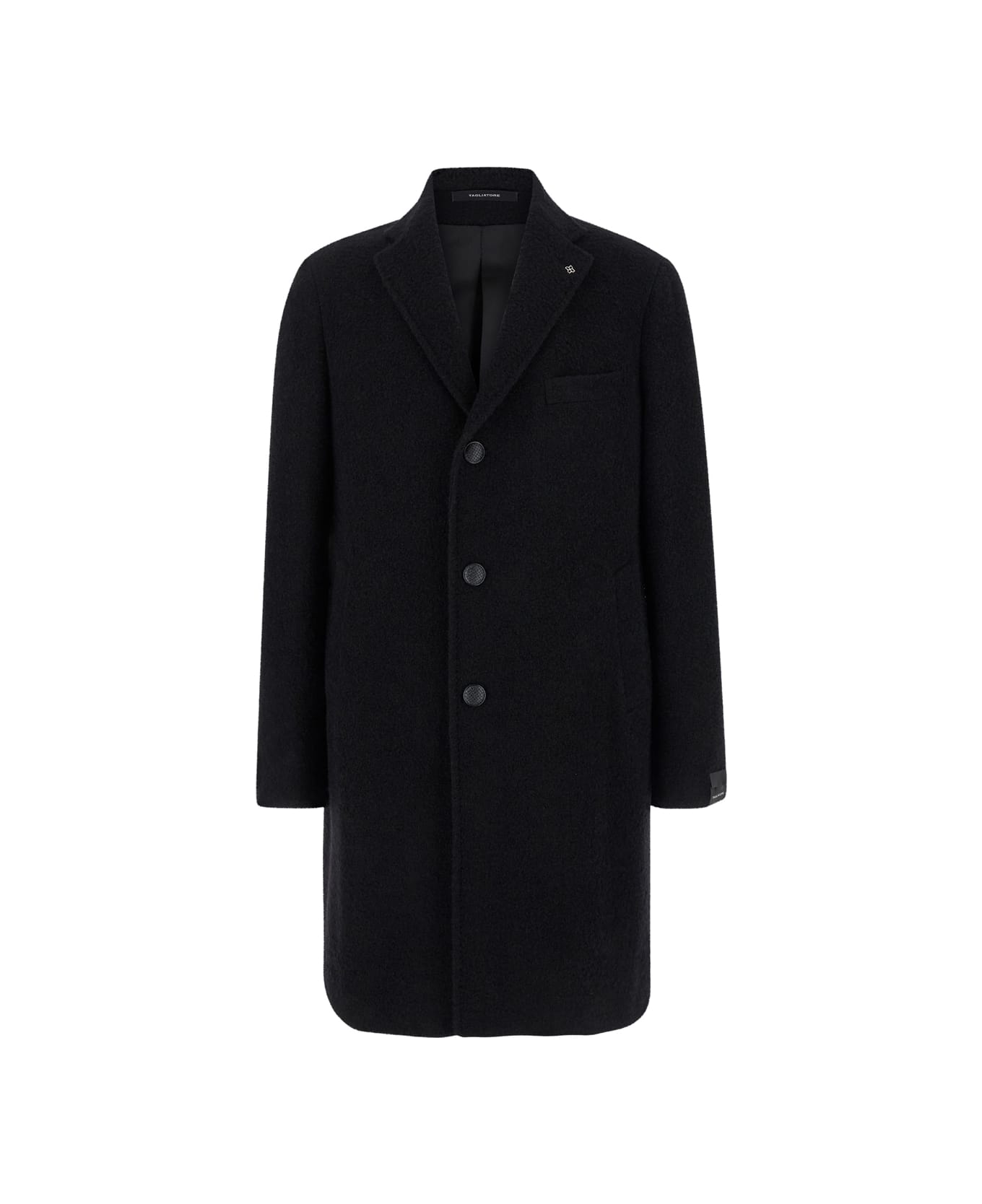 Tagliatore Black Single-breasted Jacket With Buttons In Wool Blend Man - Black