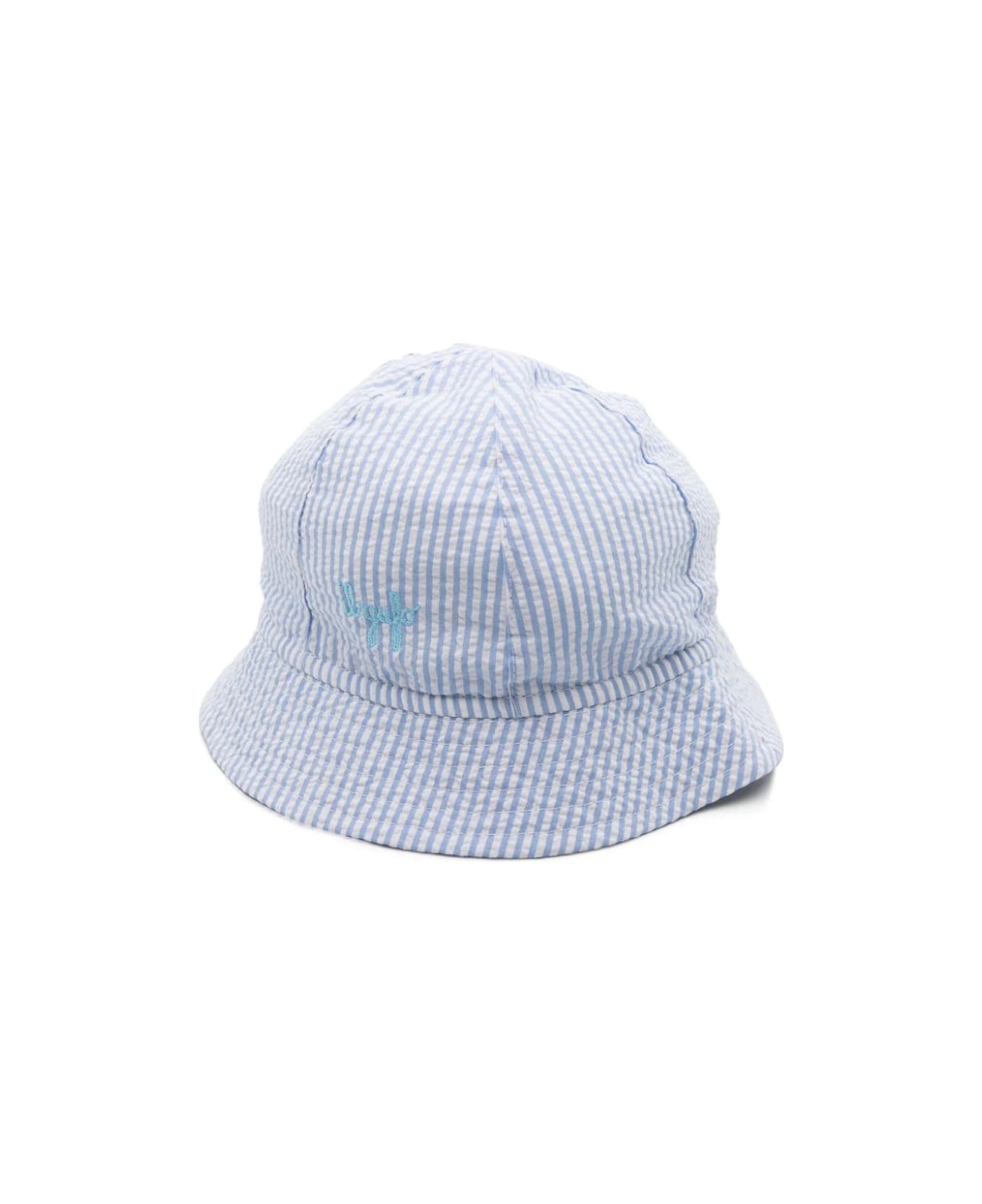 Il Gufo Light Blue Striped Seersucker Hat - Azzurro アクセサリー＆ギフト