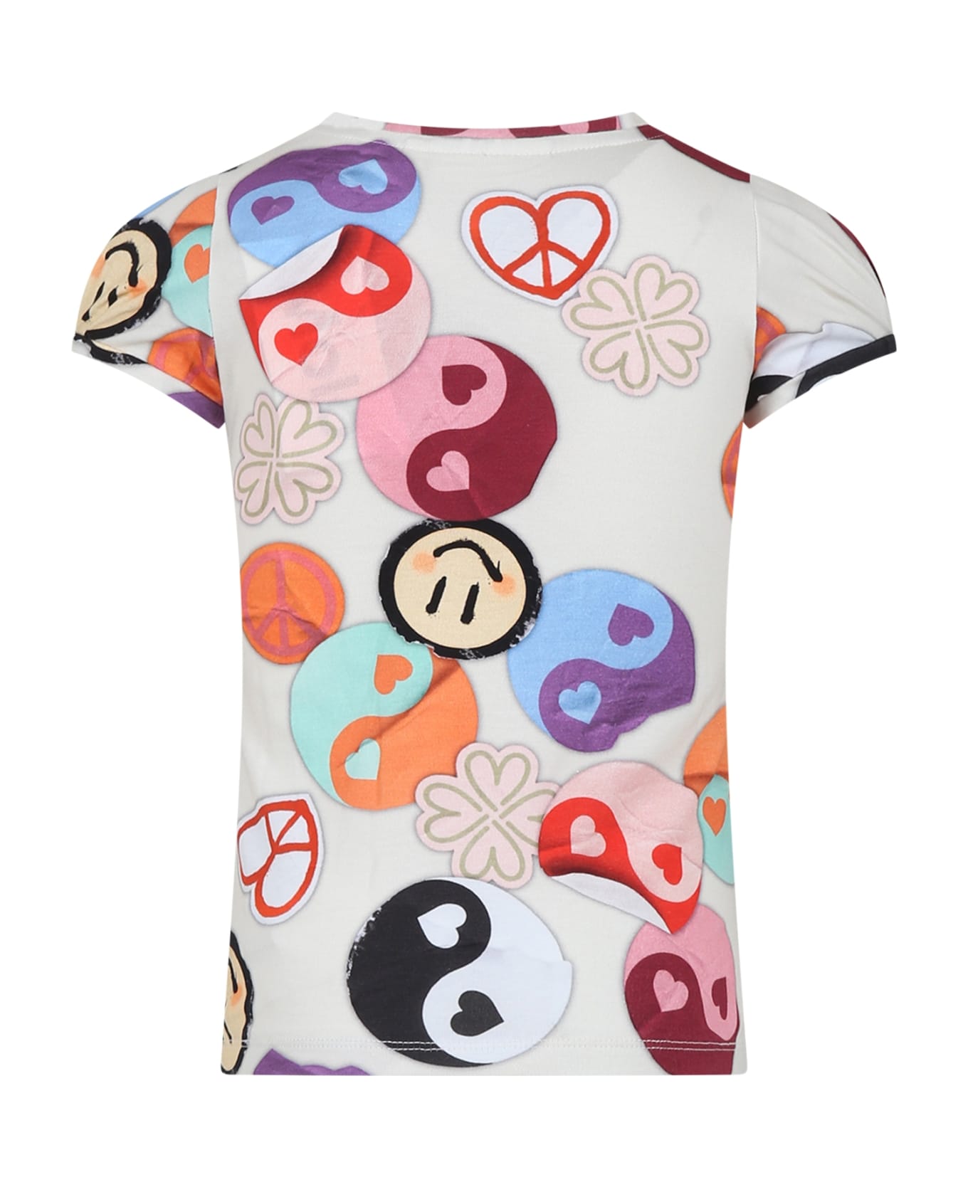 Molo Ivory T-shirt For Girl With Smiley - Multicolor