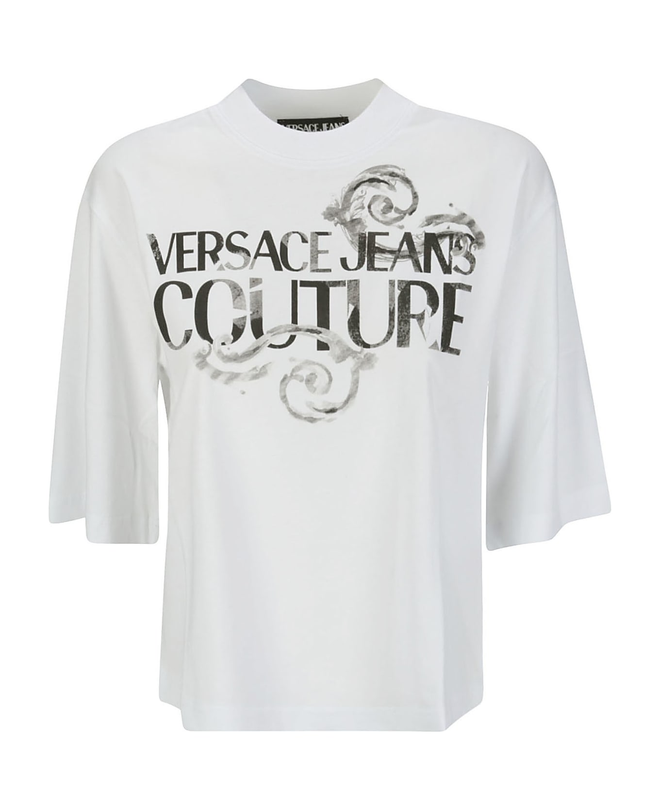 Versace Jeans Couture Logo Printed Crewneck T-shirt - WHITE