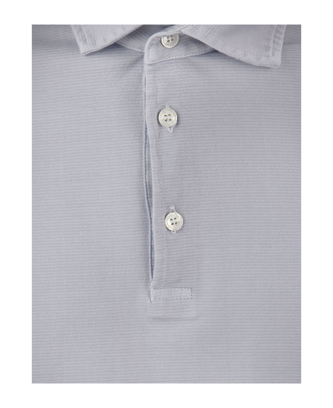 Fedeli Long-sleeved Cotton Polo Shirt - Light Blue