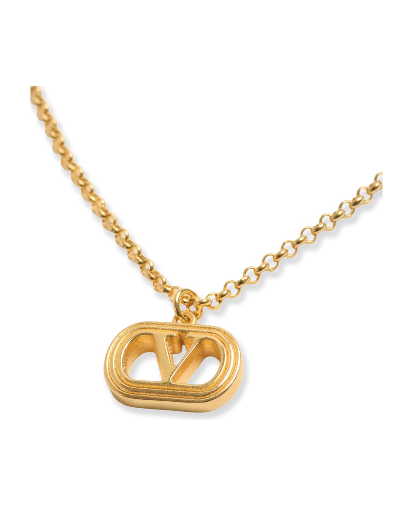 Valentino Garavani Ovalette Metal Necklace With Golden Finish - Golden