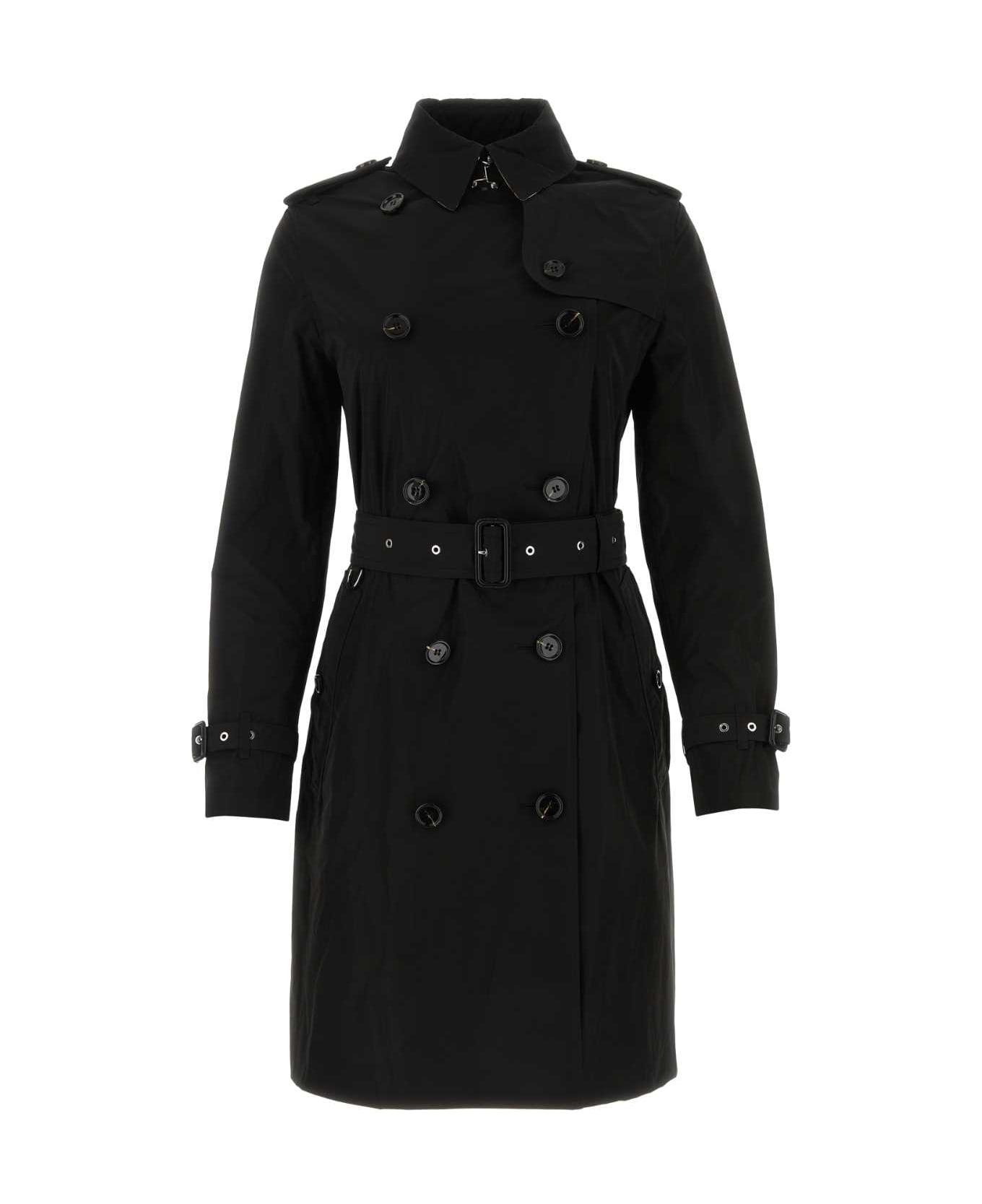 Burberry Black Polyester Trench Coat - BLACK