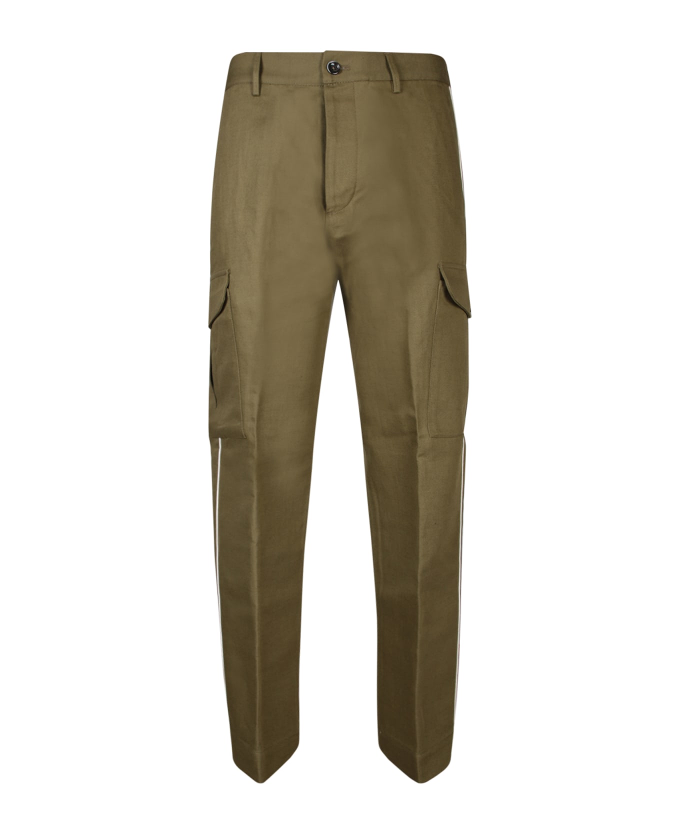 Nine in the Morning Military Green Linen Cargo Trousers - Green