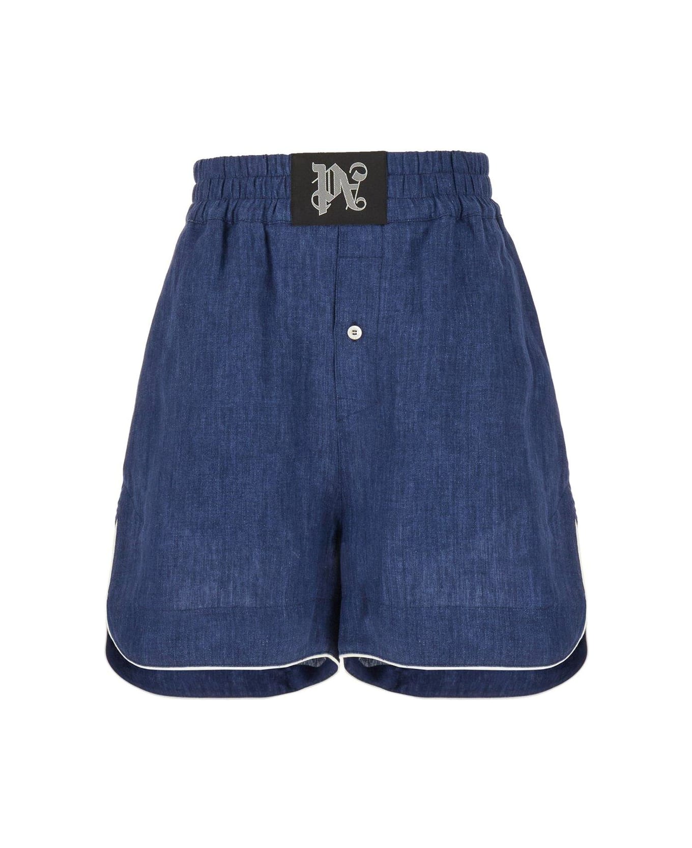 Palm Angels Monogram Patch Elastic Waist Boxer Shorts - Blu ショートパンツ