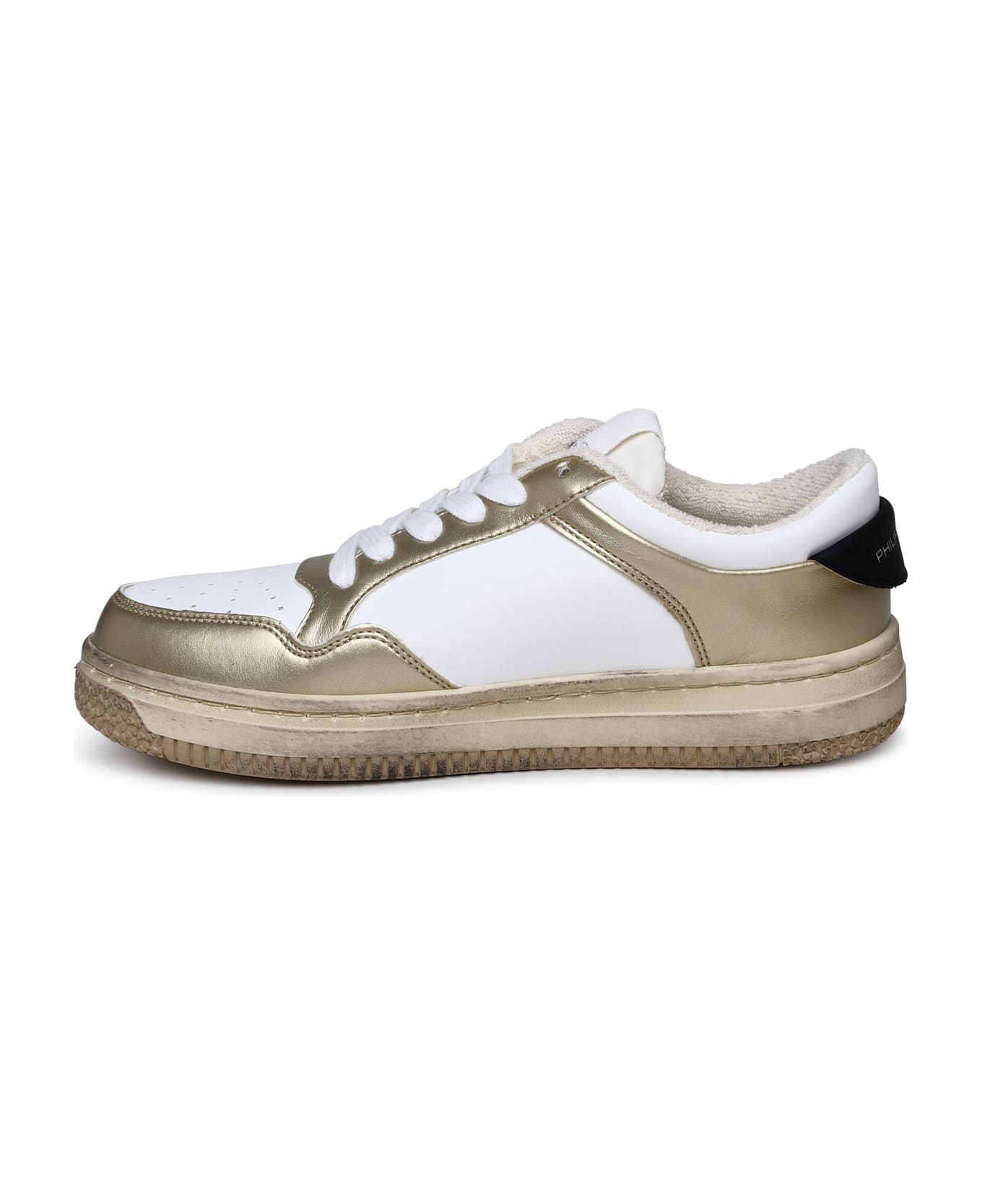Philippe Model Lion Sneakers In Two-tone Polyurethane Blend - Metal/blanc