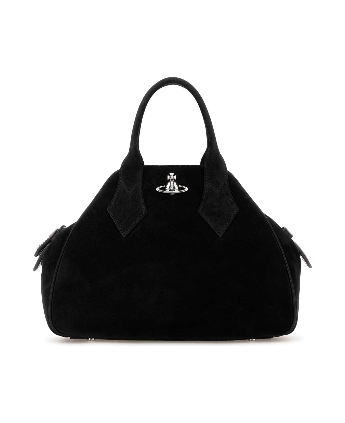 Vivienne Westwood Black Suede Medium Yasmine Handbag - Black