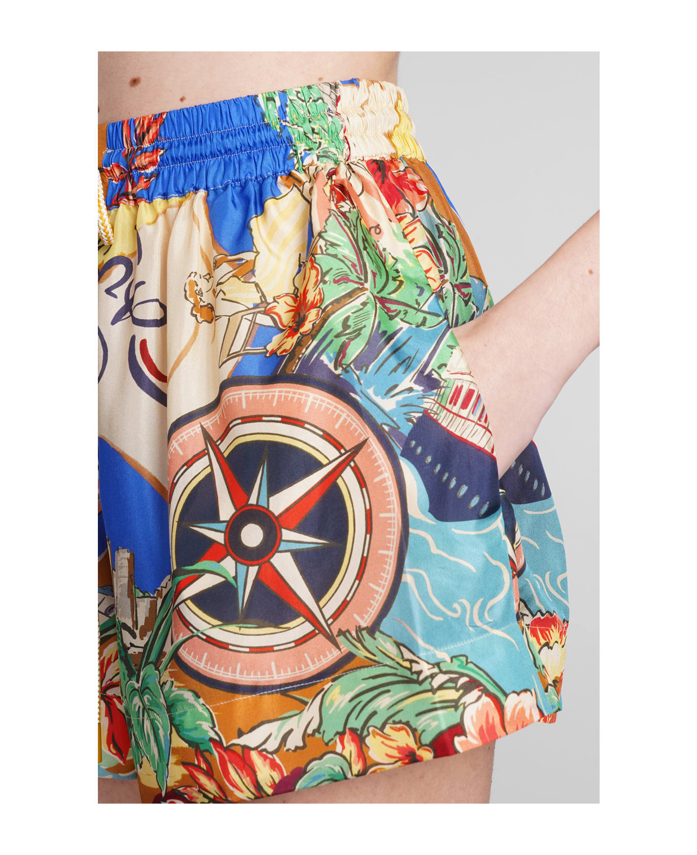 Zimmermann Shorts In Multicolor Silk - Nautical Map ショートパンツ