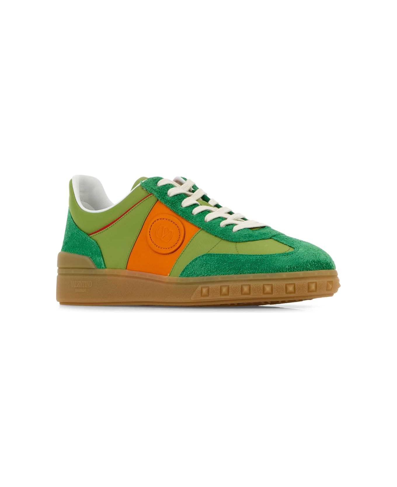 Valentino Garavani Multicolor Suede And Fabric Upvillage Sneakers - GREENBRBRCHARTREUSEPUMPKINPUMCRA