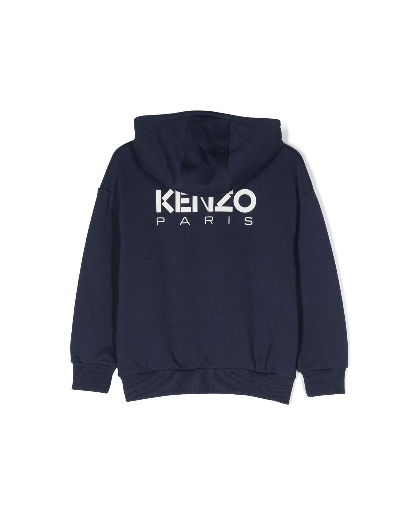Kenzo Kids Kenzo Felpa Blu Navy In Cotone Con Cappuccio Bambina - Blu ニットウェア＆スウェットシャツ