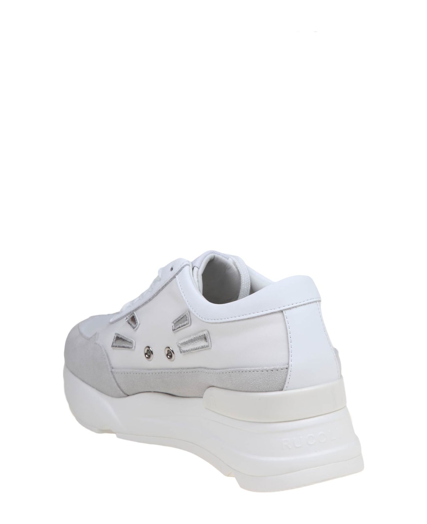 Ruco Line White And Silver Leather Sneakers - WHITE スニーカー