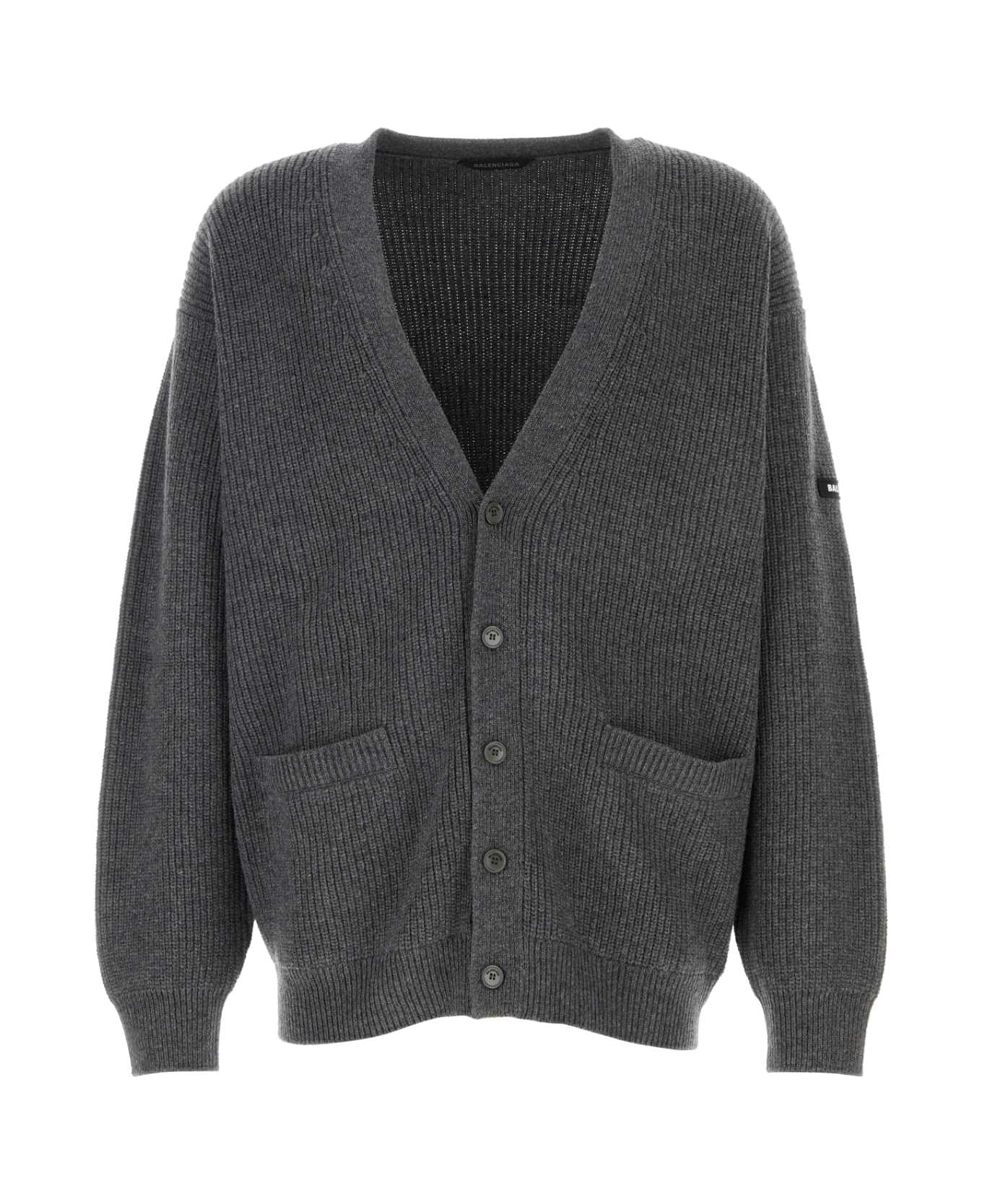 Balenciaga Dark Grey Wool Cardigan - Grey