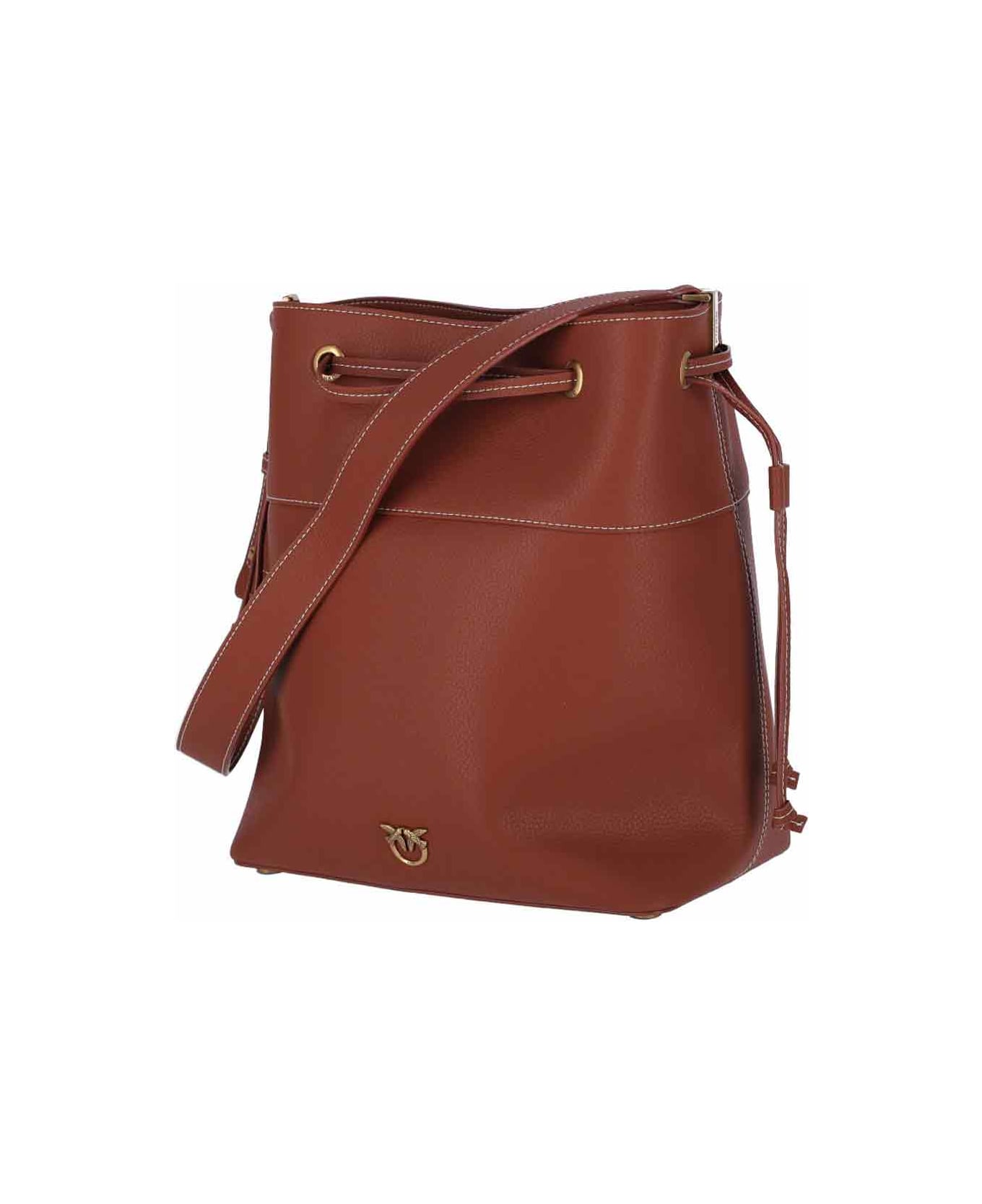Pinko Logo Bucket Bag - Brown