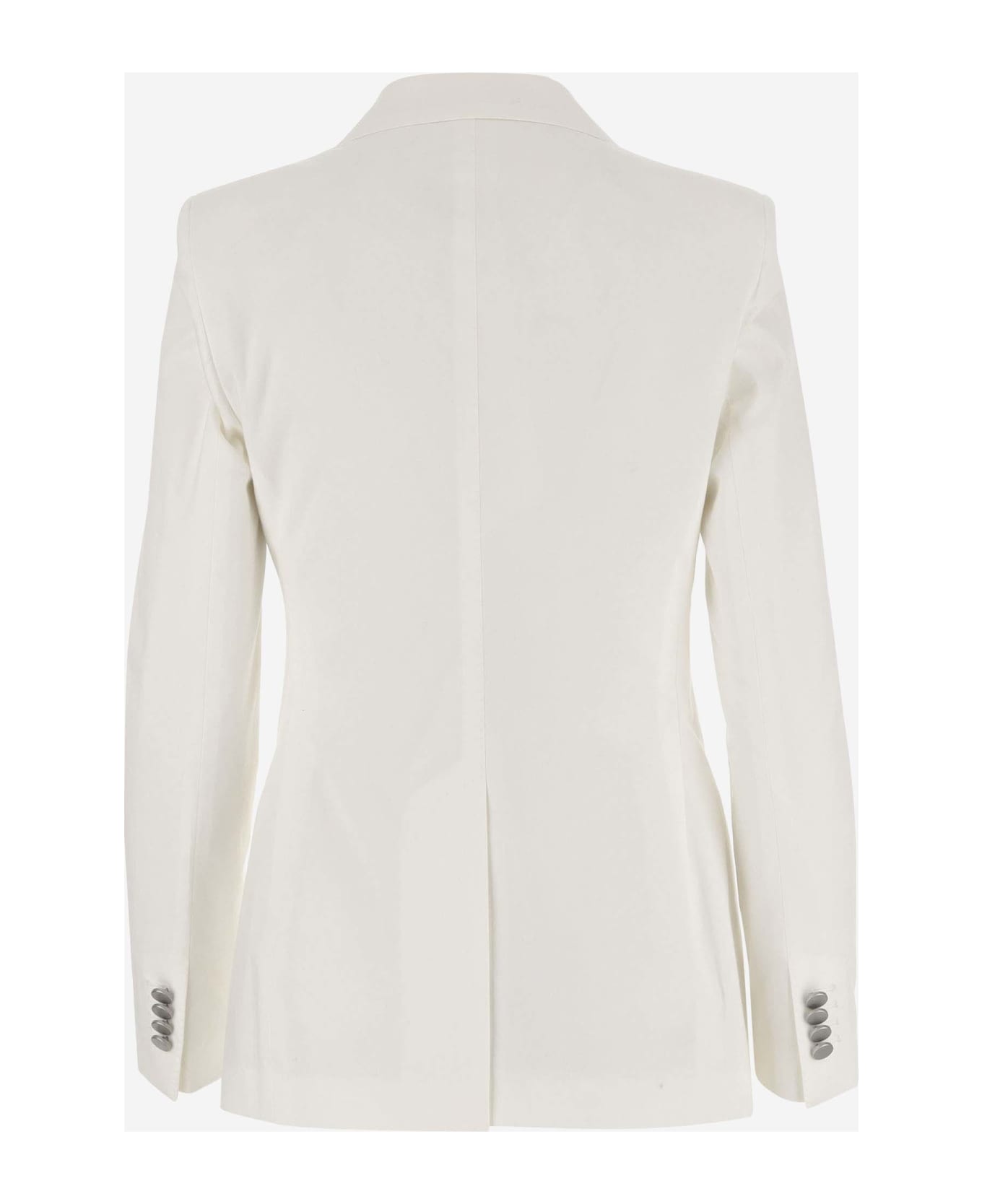 Tagliatore Single-breasted Cotton Blend Jacket - White