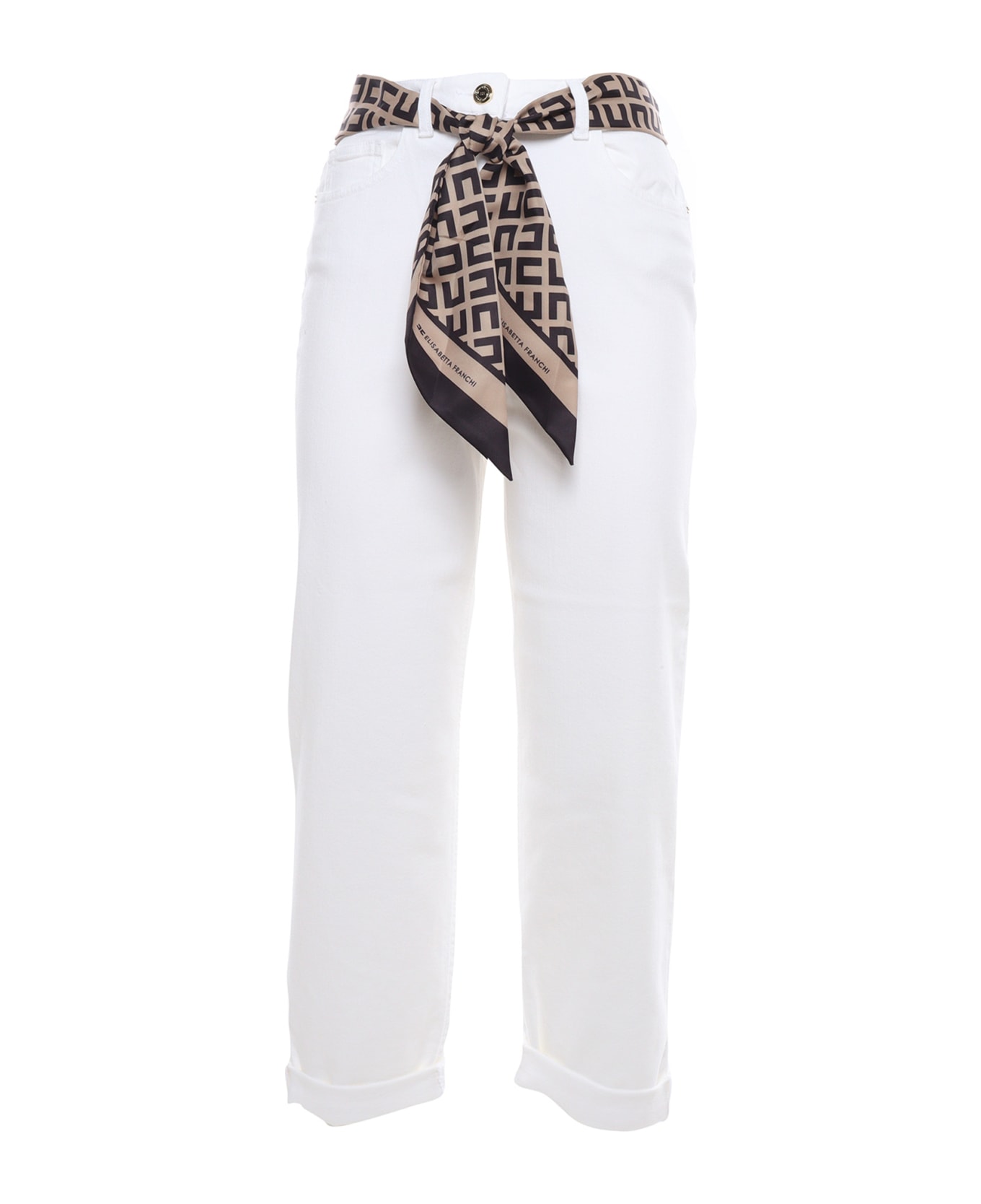 Elisabetta Franchi Crop Fit Jeans - WHITE