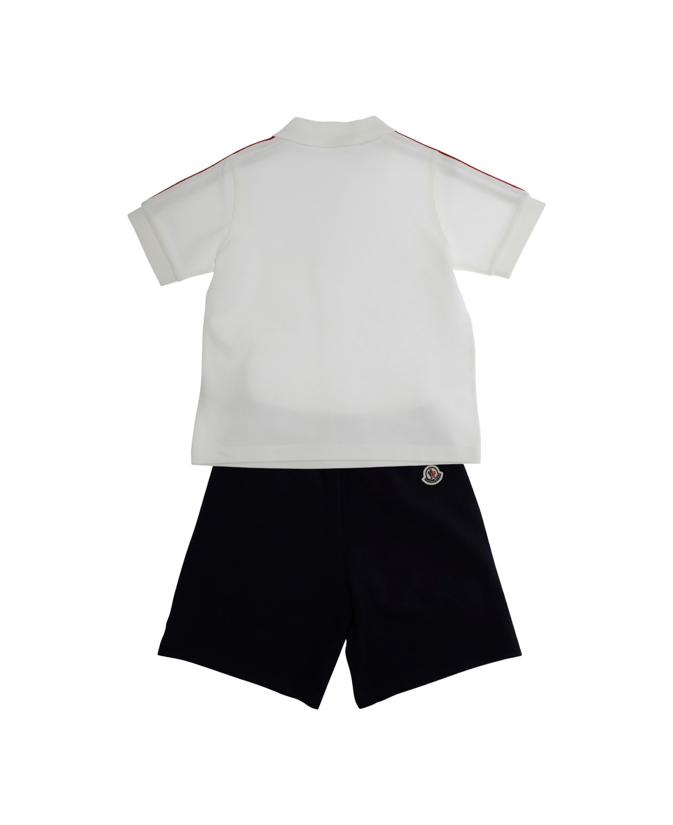 Moncler Multicolor Set Of Polo Shirt And Shorts With Claaaic Collar And Logo Patch On Front And Rear In Cotton Boy - Multicolor