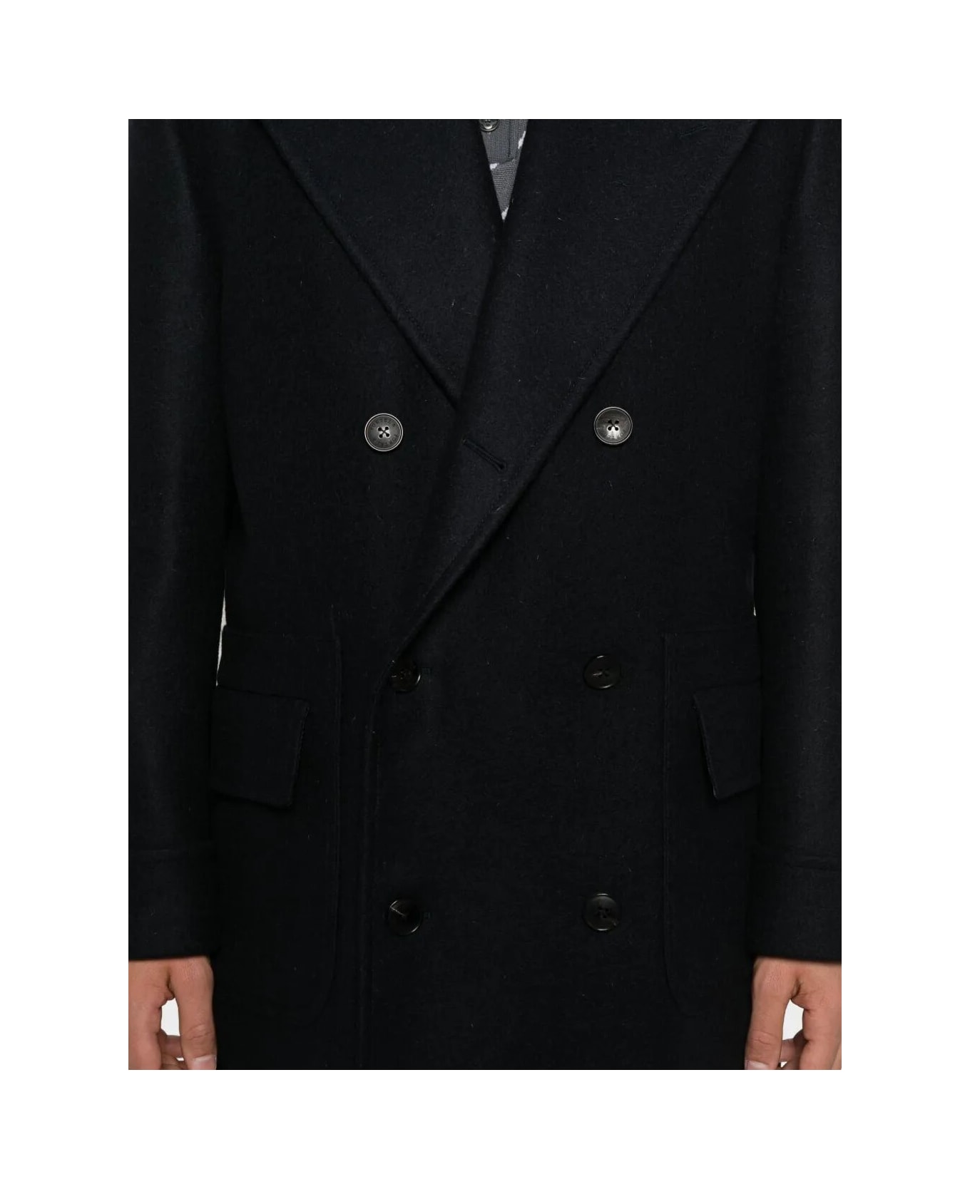 Fortela Double Breasted Wool Coat - Blu