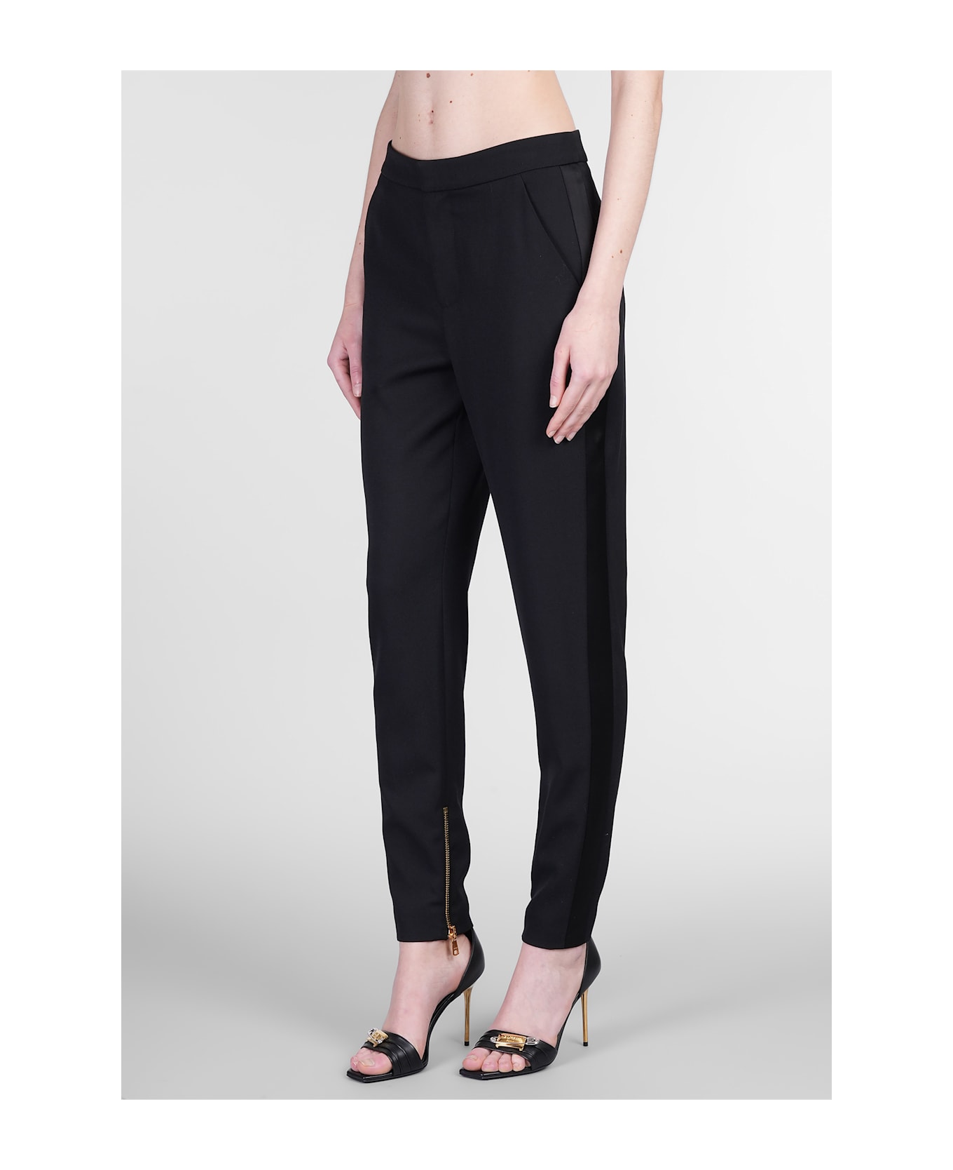 Balmain Pants In Black Wool - black