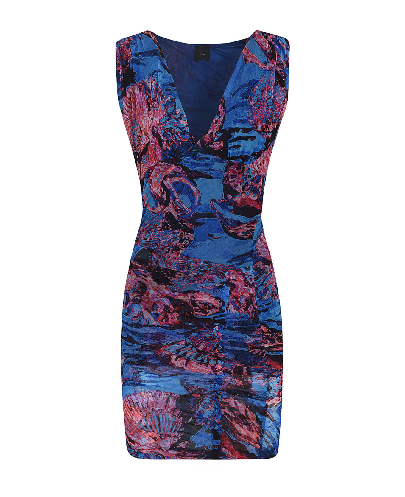 Pinko Allover Printed V-neck Dress - BLU ROSA