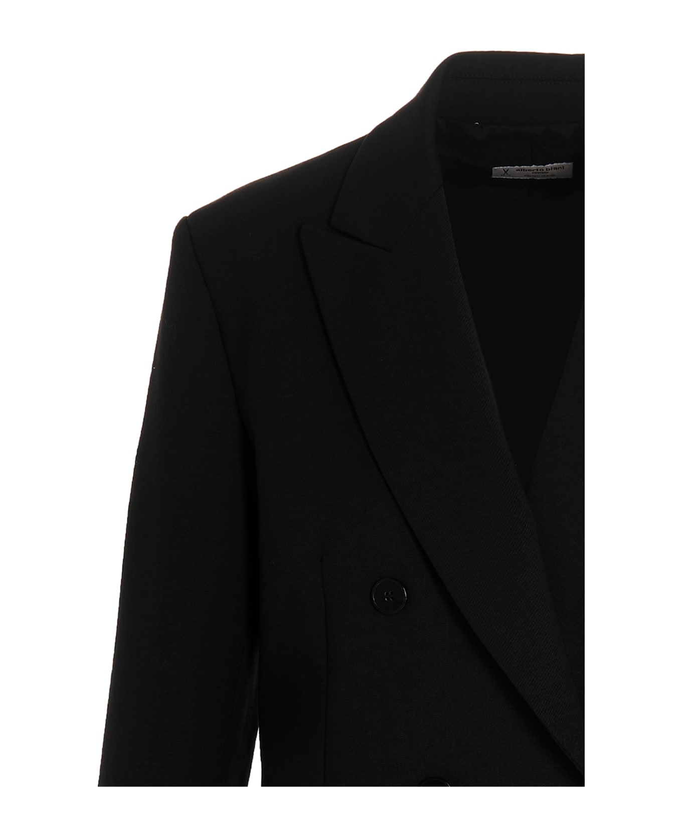 Alberto Biani Wool Double Breast Blazer Jacket - Black  