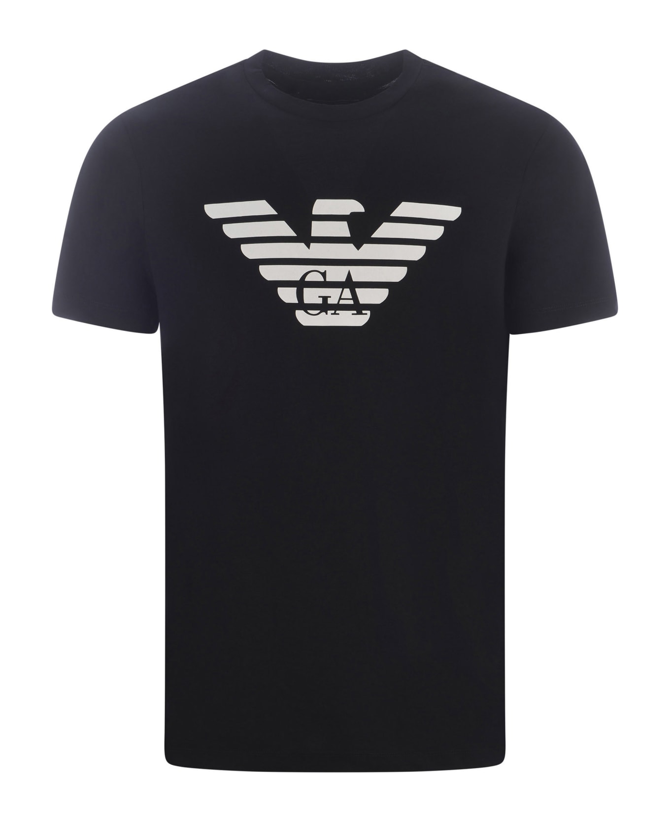 Emporio Armani Logo Printed Crewneck T-shirt - Blu シャツ
