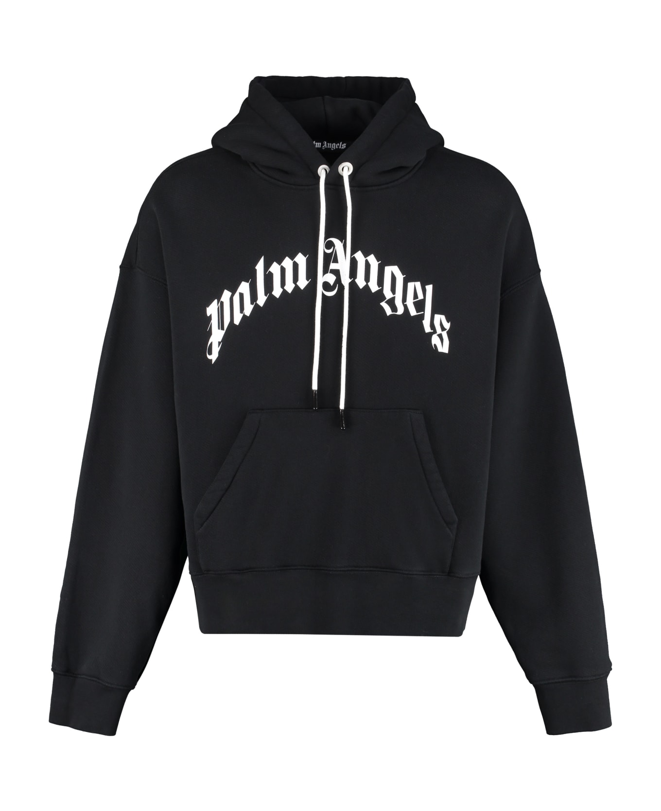 Palm Angels Logo Cotton Hoodie - black