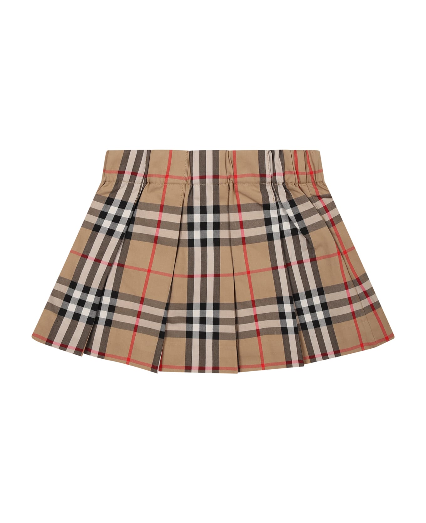 Burberry Beige Skirt For Baby Girl With Iconic All-over Vintage Check - Beige ボトムス