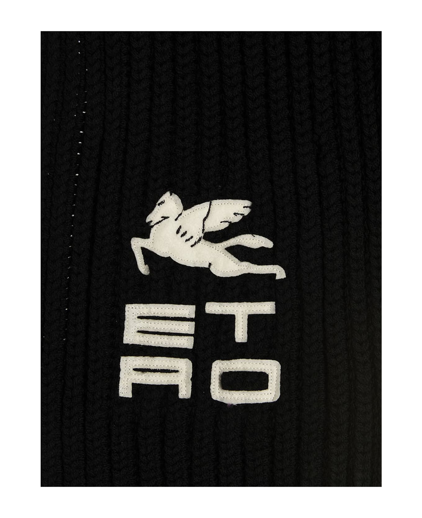 Etro Tricot Logo Scarf - Black  