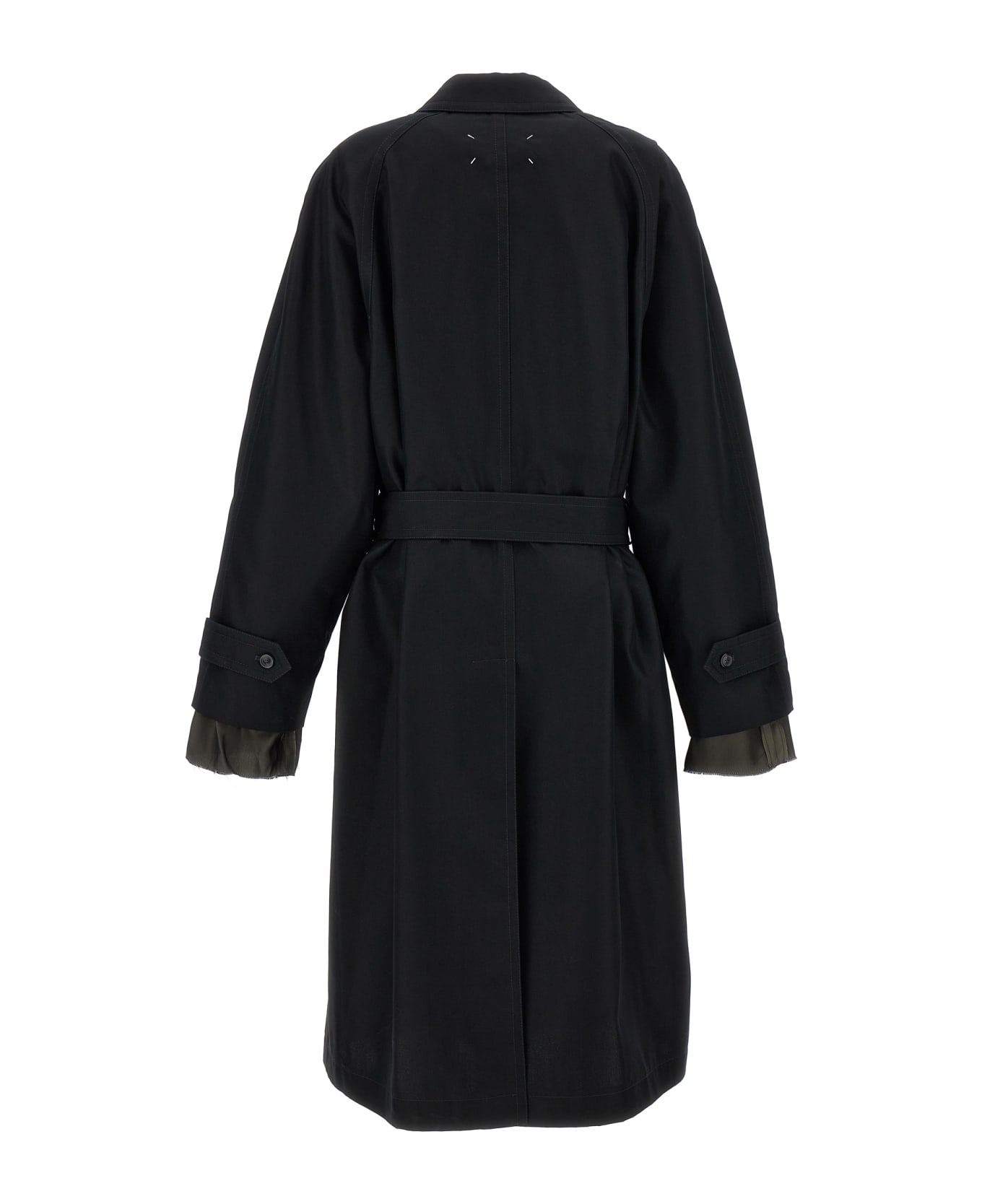 Maison Margiela Long Single-breasted Trench Coat - Black