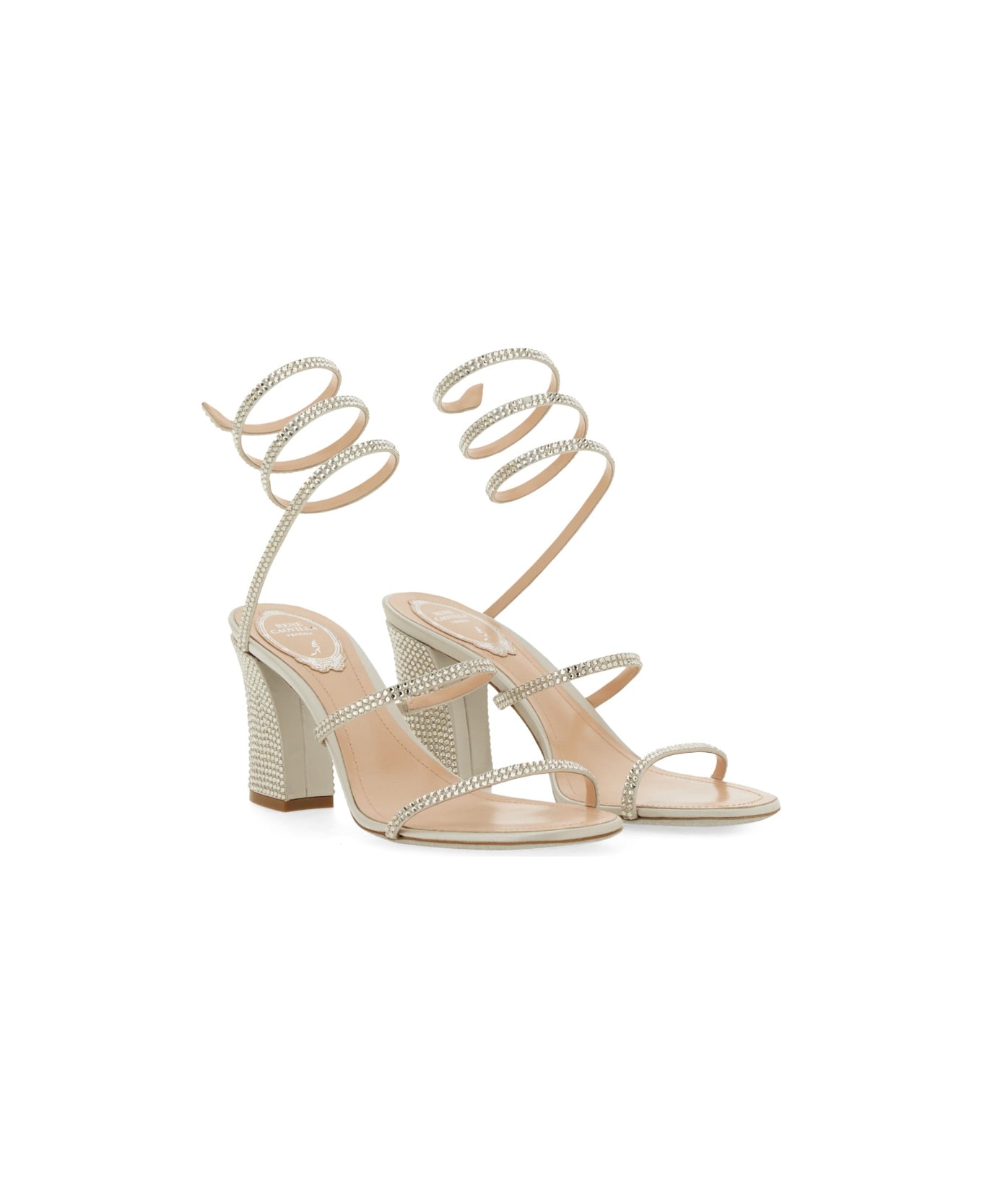 René Caovilla Sandal With Rhinestones - SILVER