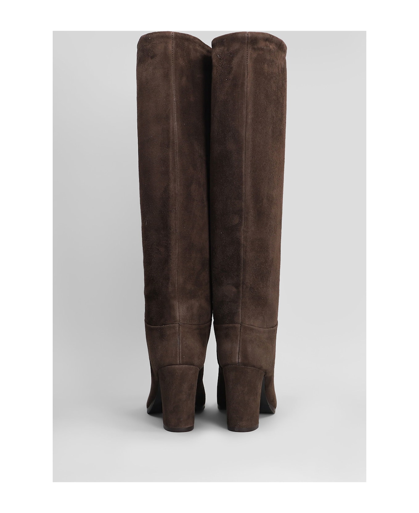 Julie Dee High Heels Boots In Dark Brown Suede - dark brown