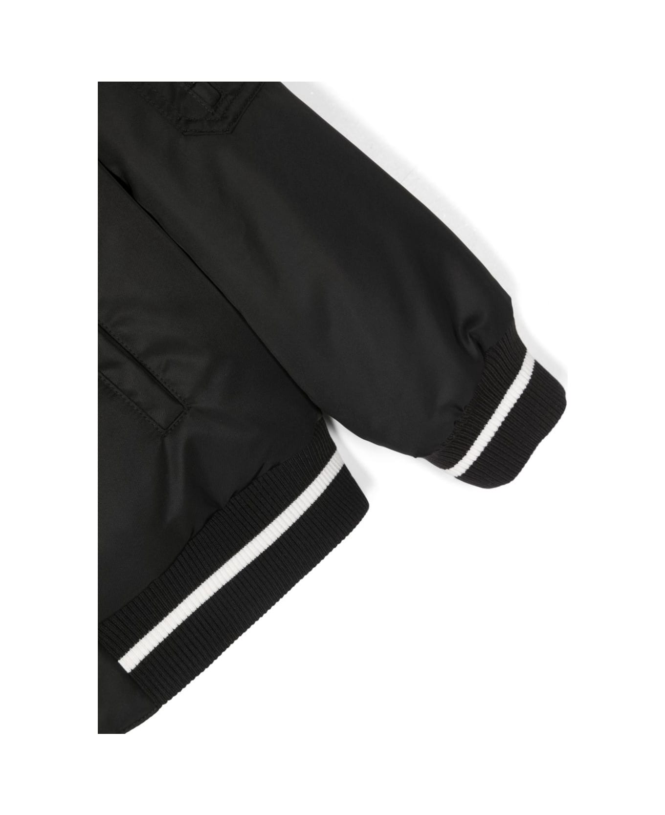 Palm Angels Black Bomber Jacket With Curved Logo - Black