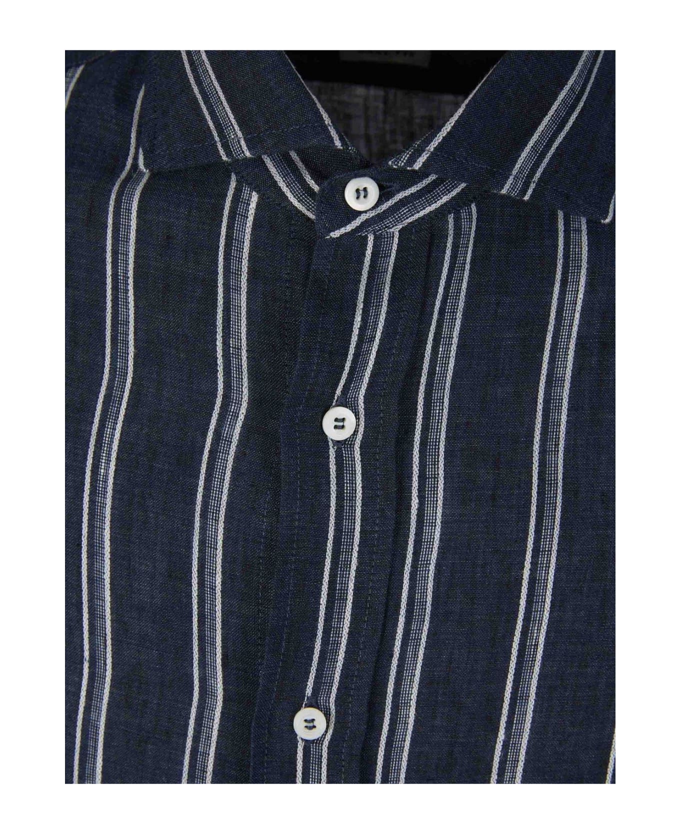 Brunello Cucinelli Stripe Detailed Button-up Shirt - BLUE/WHITE